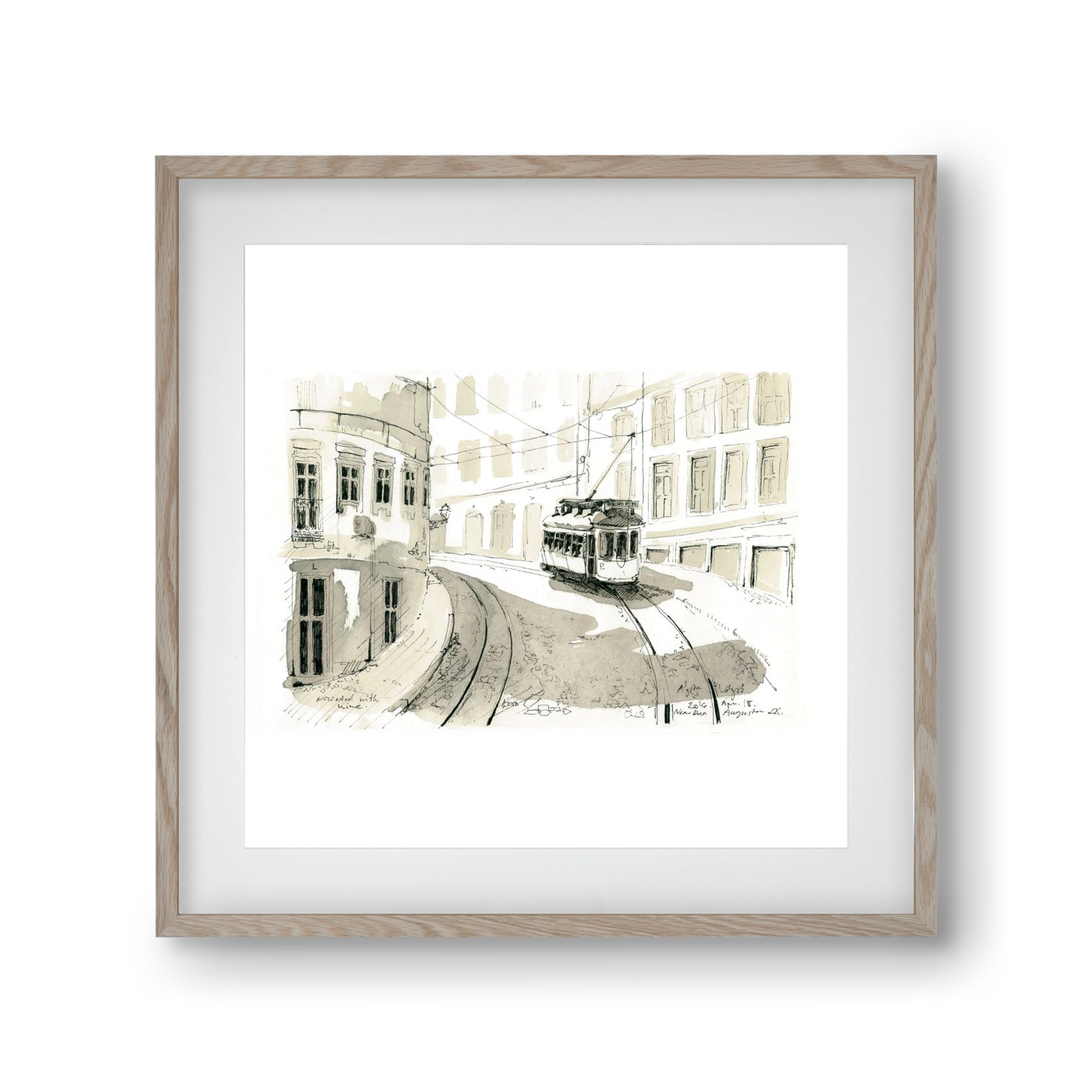 Lisbon Aquarelle No.5, 30x30 cm (20x20 cm), Tölgy keret, paszpartuval