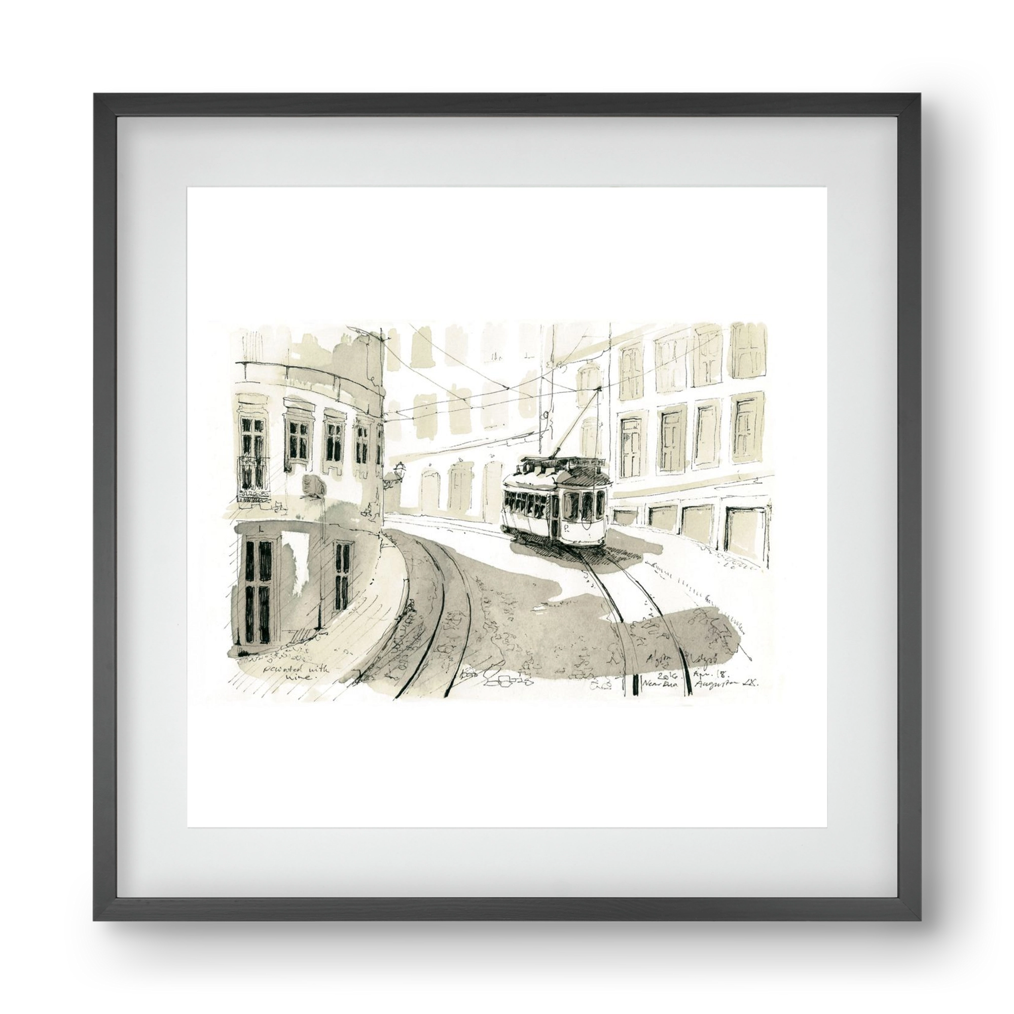 Lisbon Aquarelle No.5, 40x40 cm (30x30 cm), Fekete keret, paszpartuval