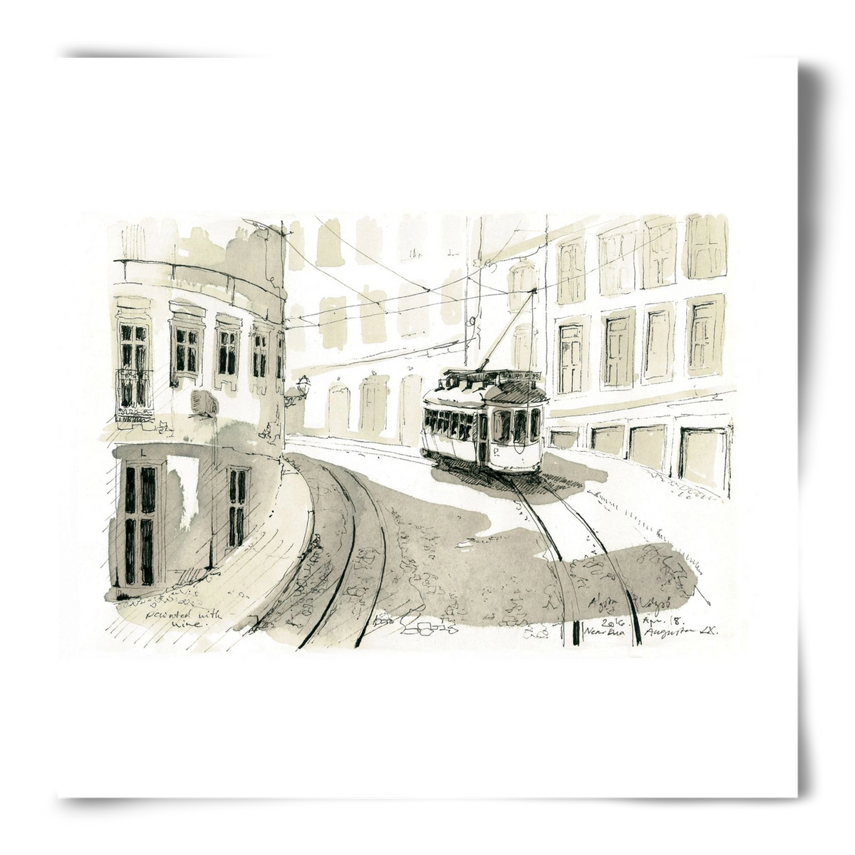 Lisbon Aquarelle No.5, 50x50 cm, Keret nélkül