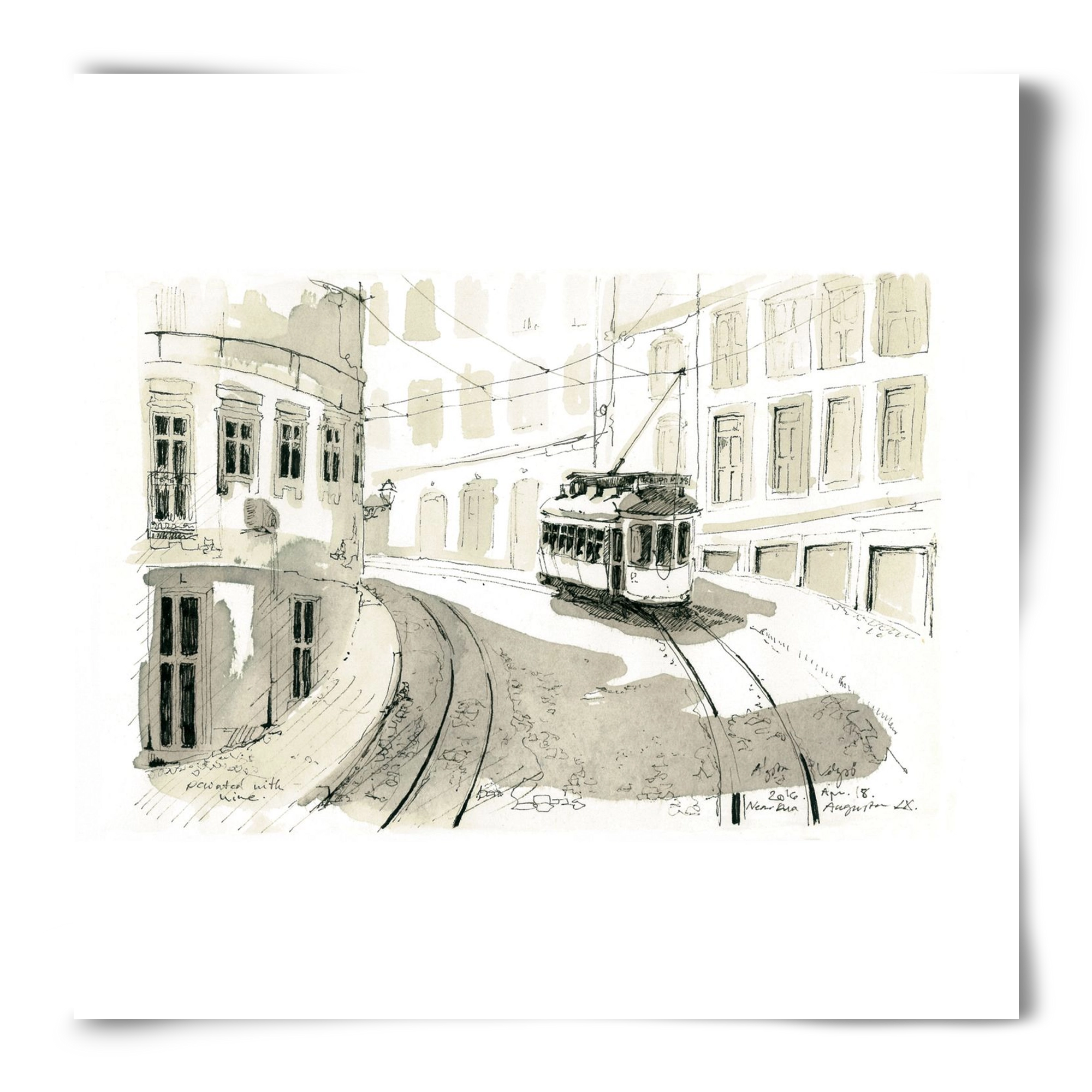 Lisbon Aquarelle No.5, 50x50 cm, Keret nélkül