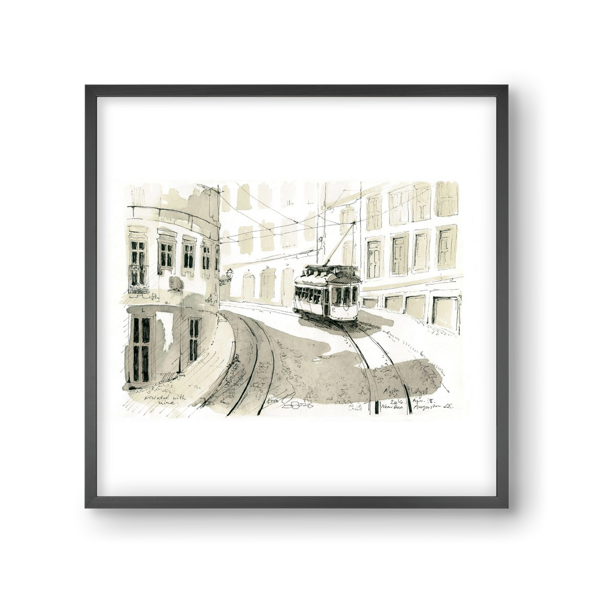 Lisbon Aquarelle No.5, 30x30 cm (30x30 cm), Fekete keret