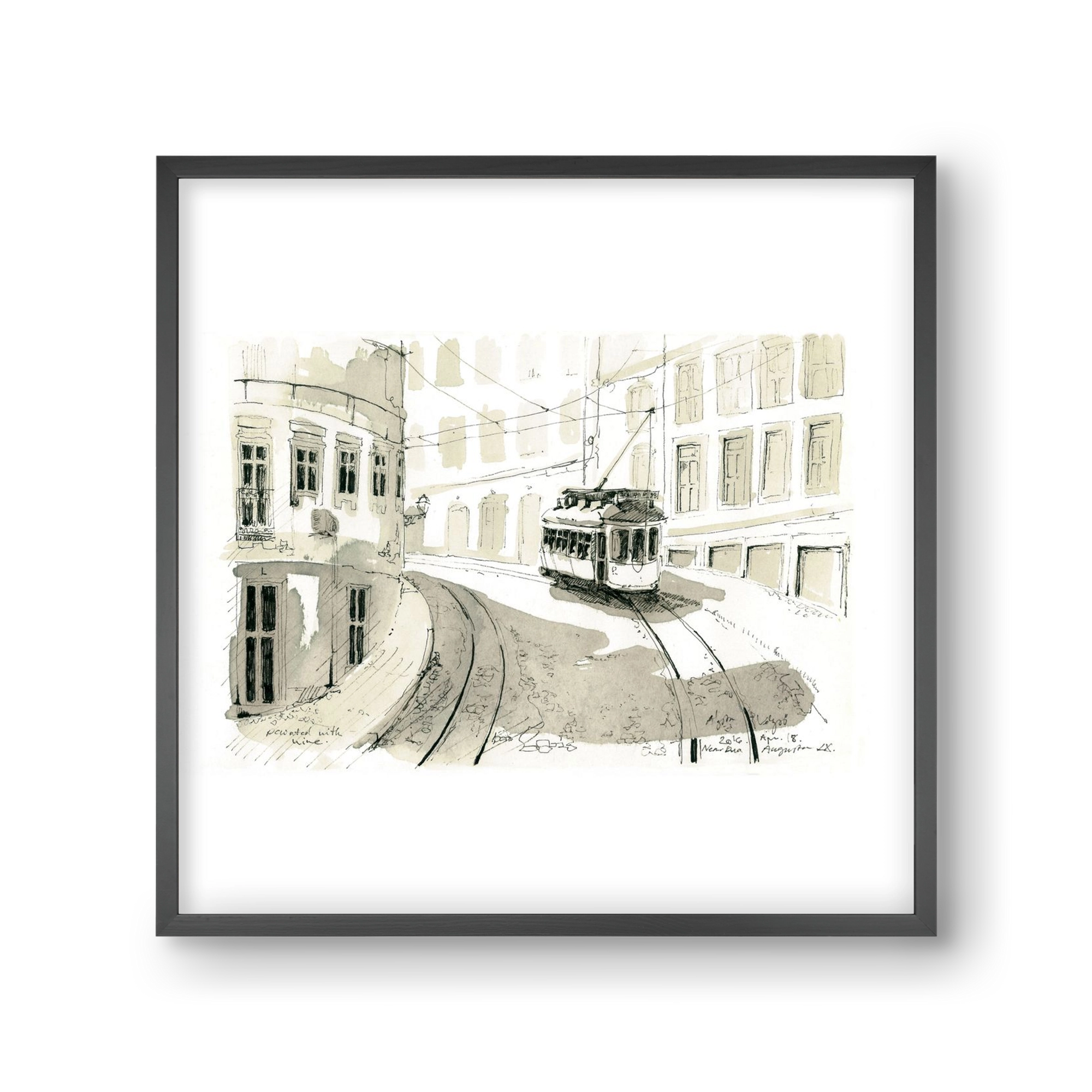 Lisbon Aquarelle No.5, 30x30 cm (30x30 cm), Fekete keret