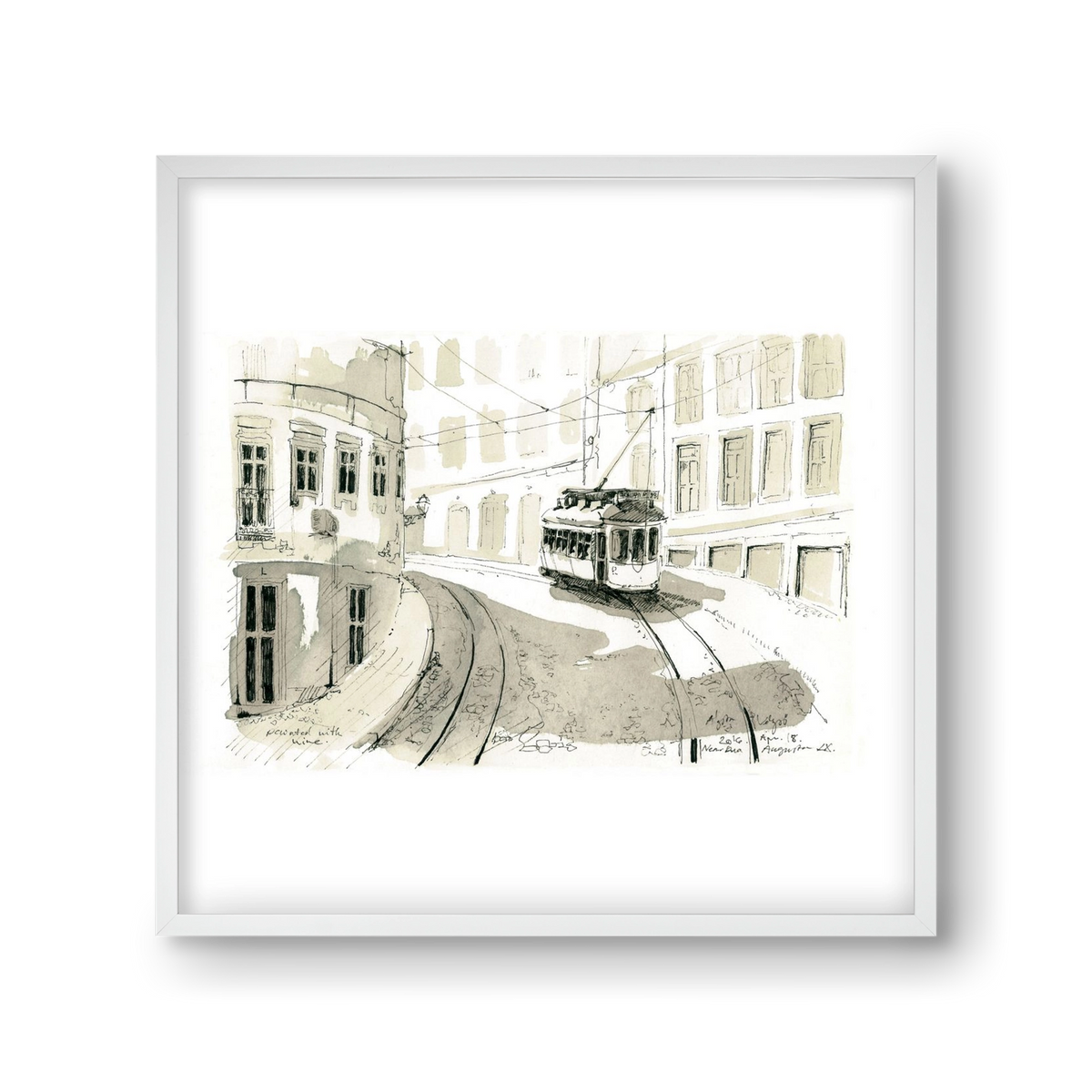 Lisbon Aquarelle No.5, 30x30 cm (30x30 cm), Fehér keret