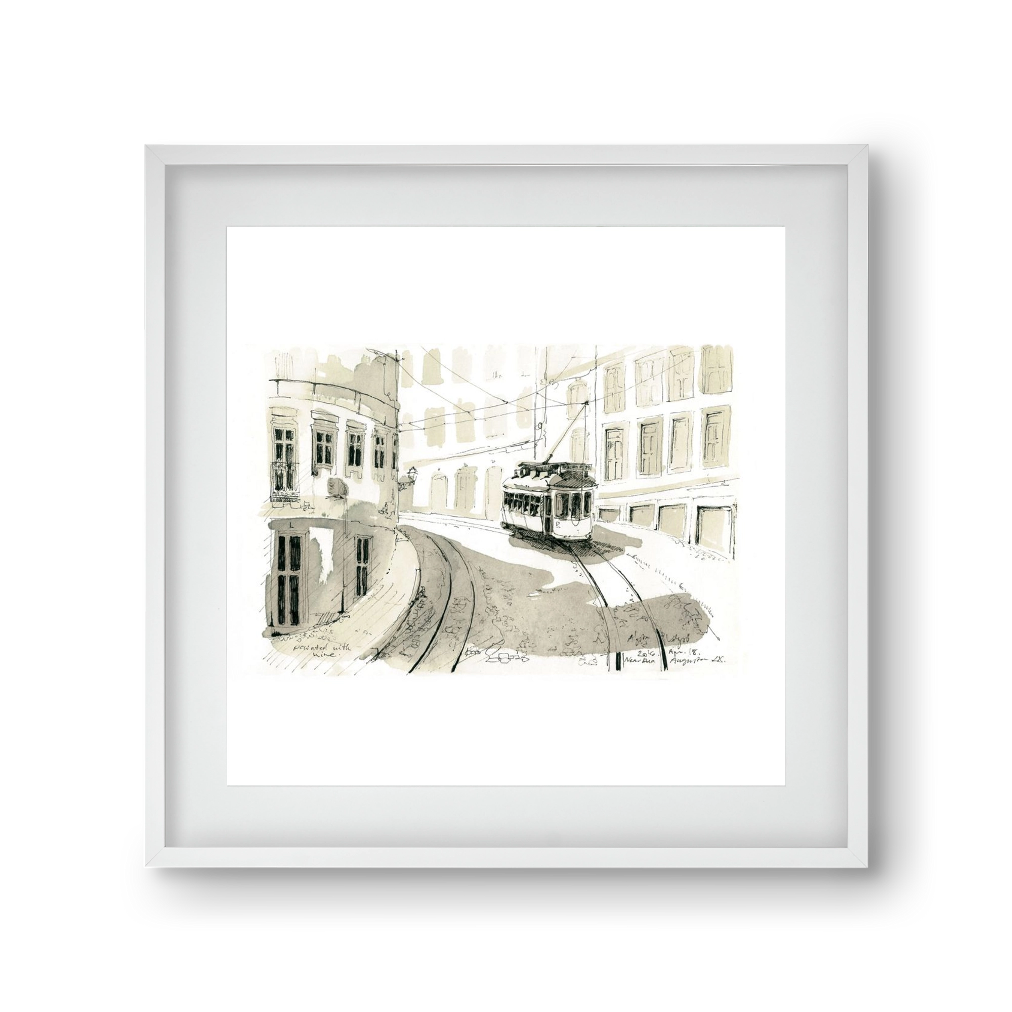 Lisbon Aquarelle No.5, 30x30 cm (20x20 cm), Fehér keret, paszpartuval