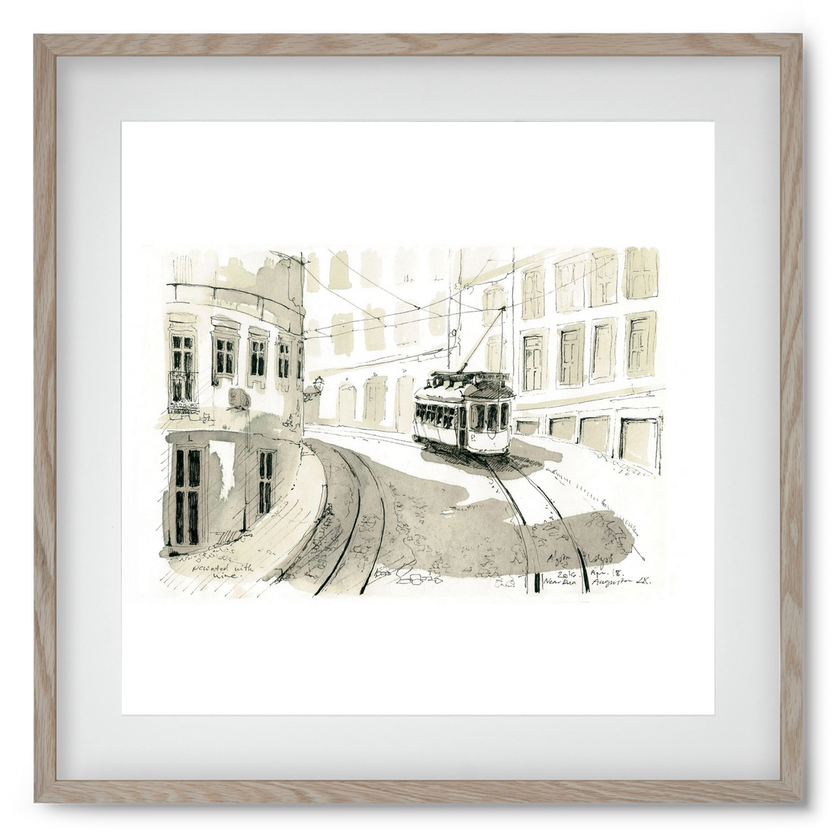 Lisbon Aquarelle No.5, 50x50 cm (40x40 cm), Tölgy keret, paszpartuval