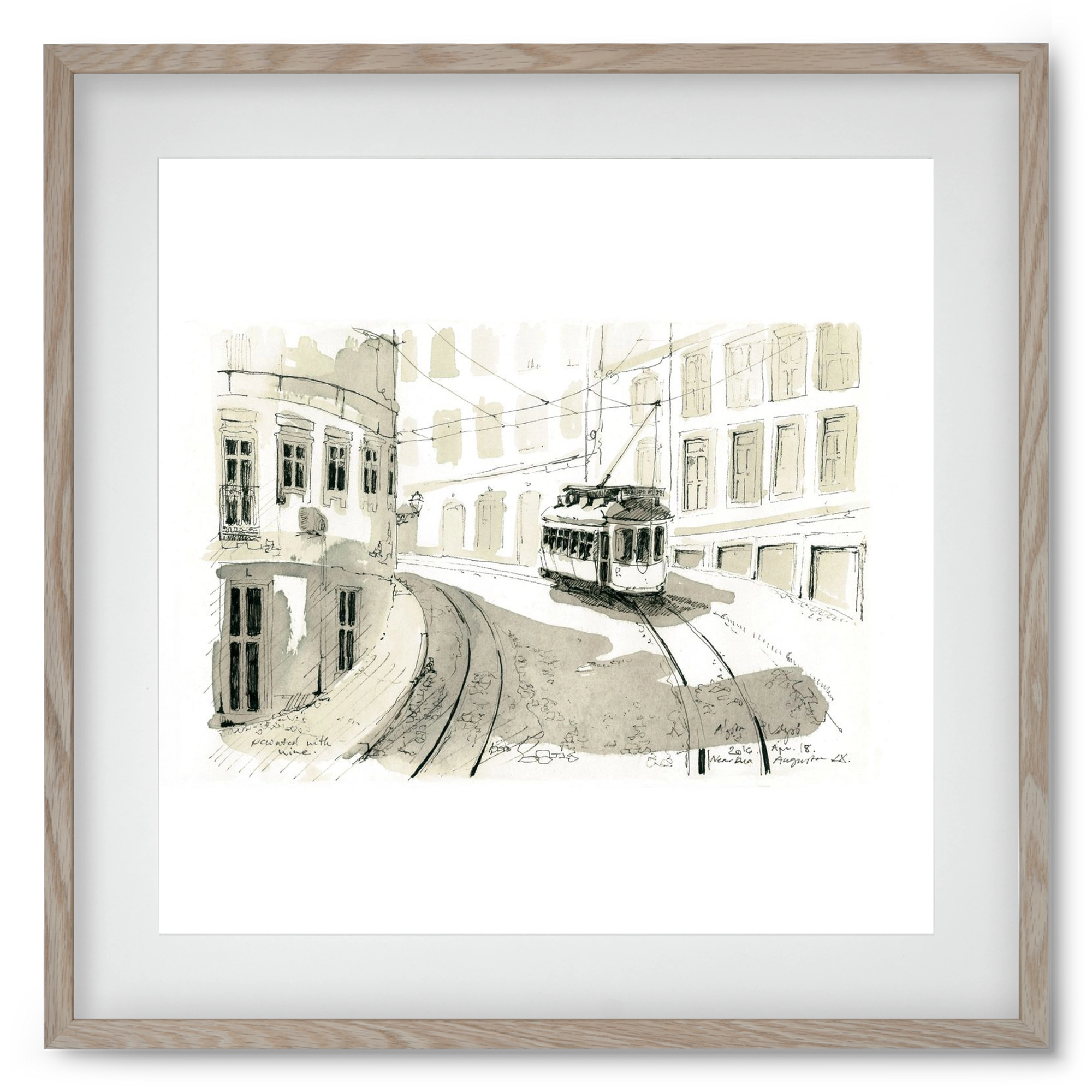 Lisbon Aquarelle No.5, 50x50 cm (40x40 cm), Tölgy keret, paszpartuval