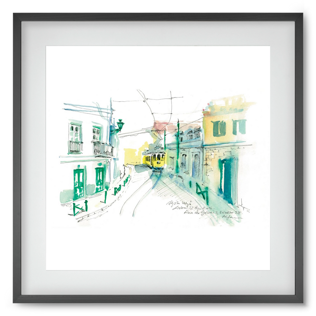 Lisbon Aquarelle No.6, 50x50 cm (40x40 cm), Fekete keret, paszpartuval