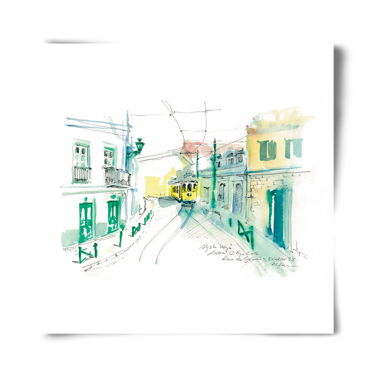 Lisbon Aquarelle No.6, 40x40 cm, Keret nélkül