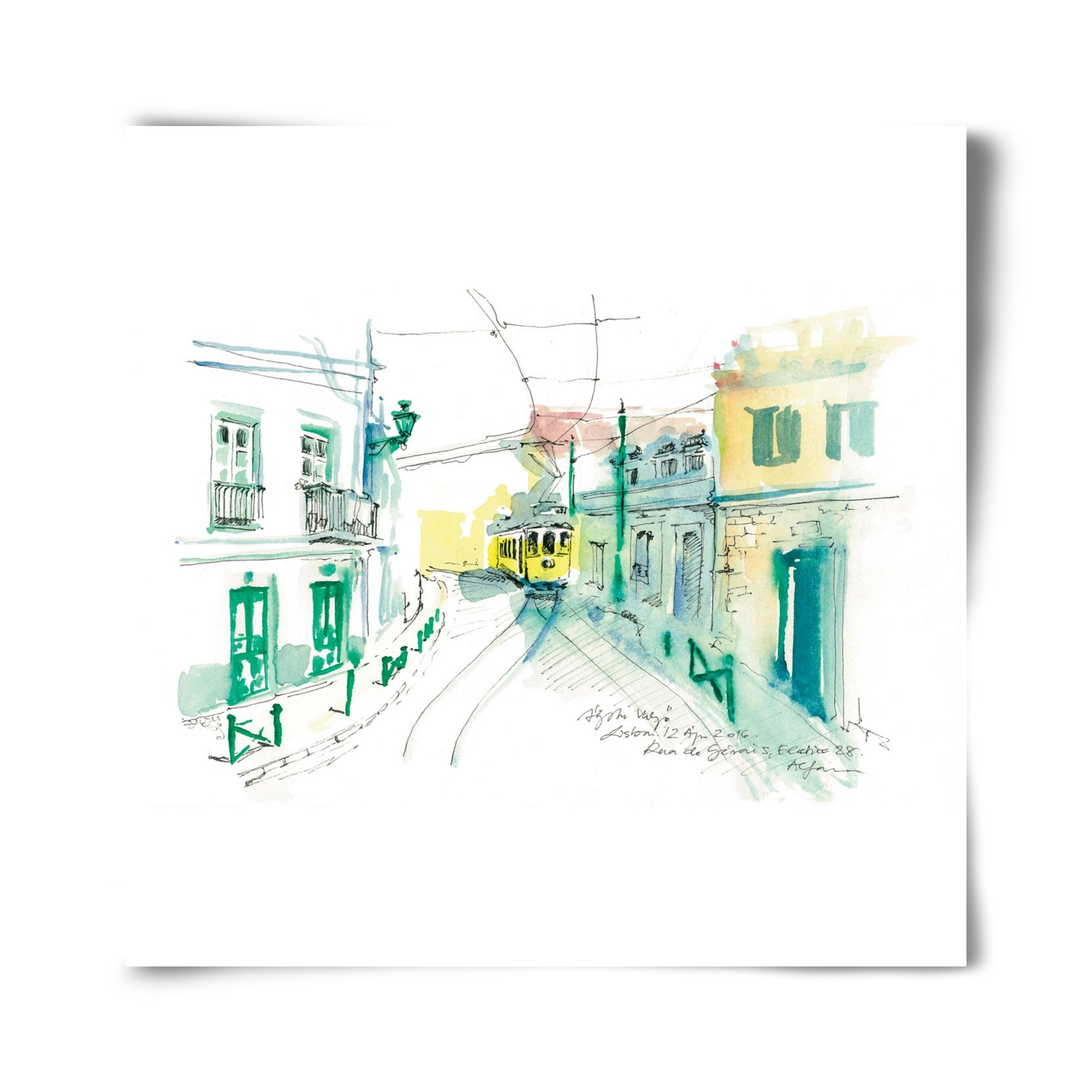 Lisbon Aquarelle No.6, 40x40 cm, Keret nélkül