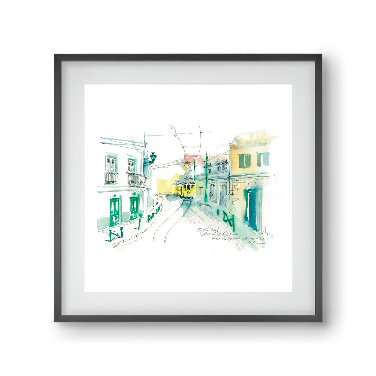 Lisbon Aquarelle No.6, 30x30 cm (20x20 cm), Fekete keret, paszpartuval