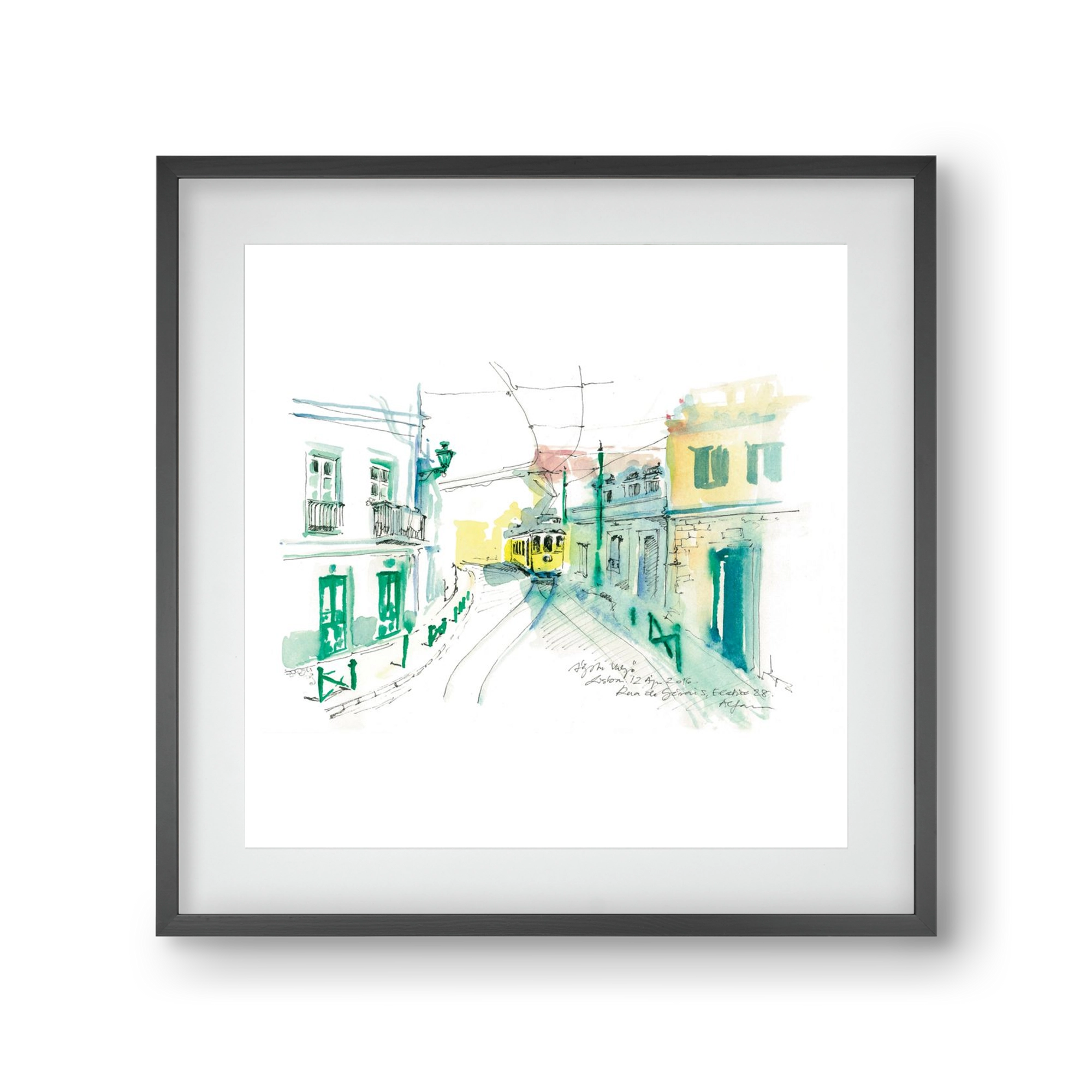 Lisbon Aquarelle No.6, 30x30 cm (20x20 cm), Fekete keret, paszpartuval
