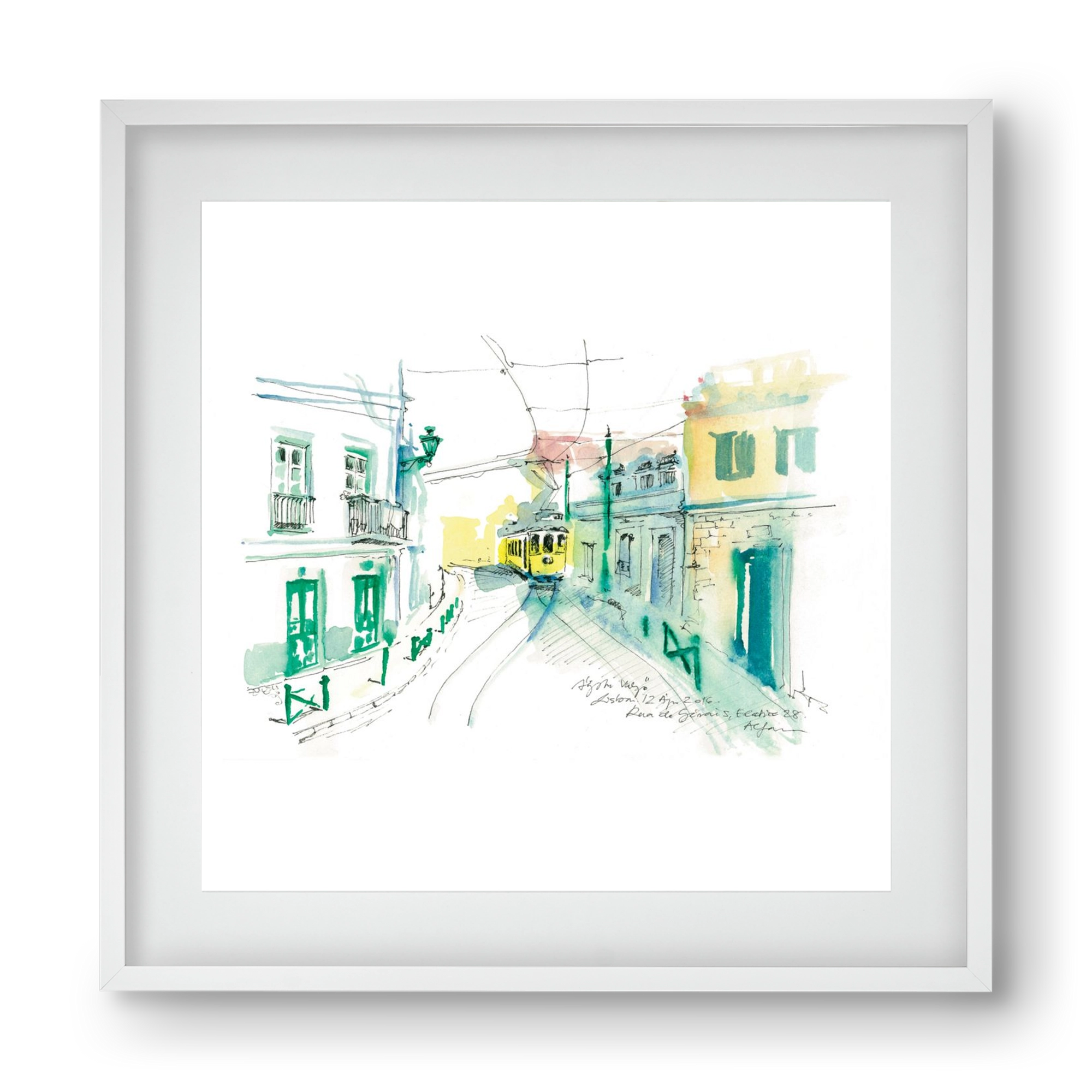 Lisbon Aquarelle No.6, 40x40 cm (30x30 cm), Fehér keret, paszpartuval