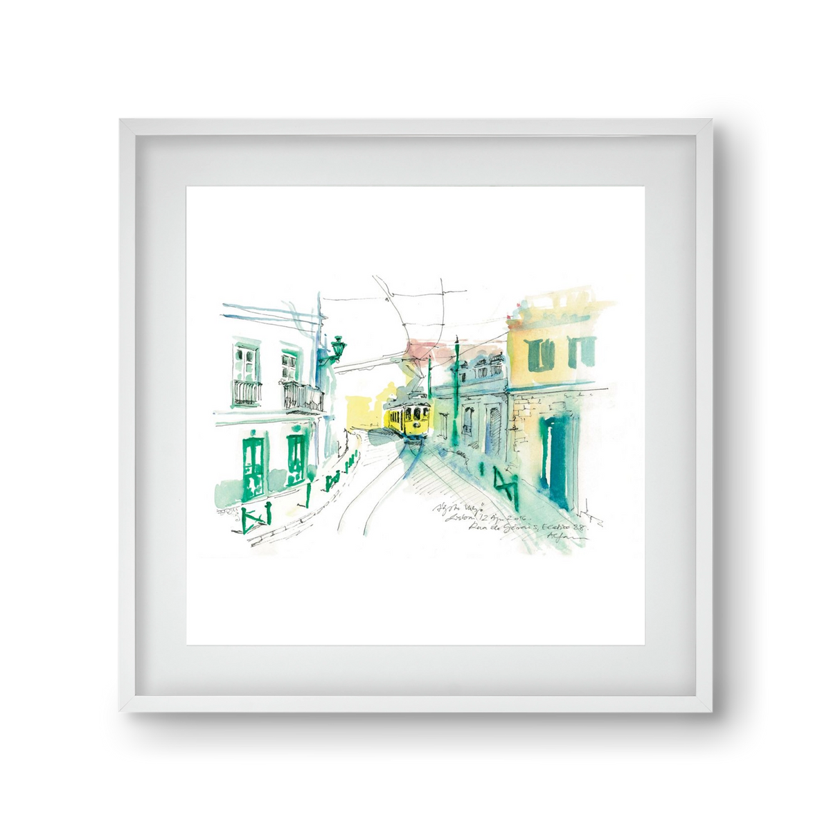 Lisbon Aquarelle No.6, 30x30 cm (20x20 cm), Fehér keret, paszpartuval