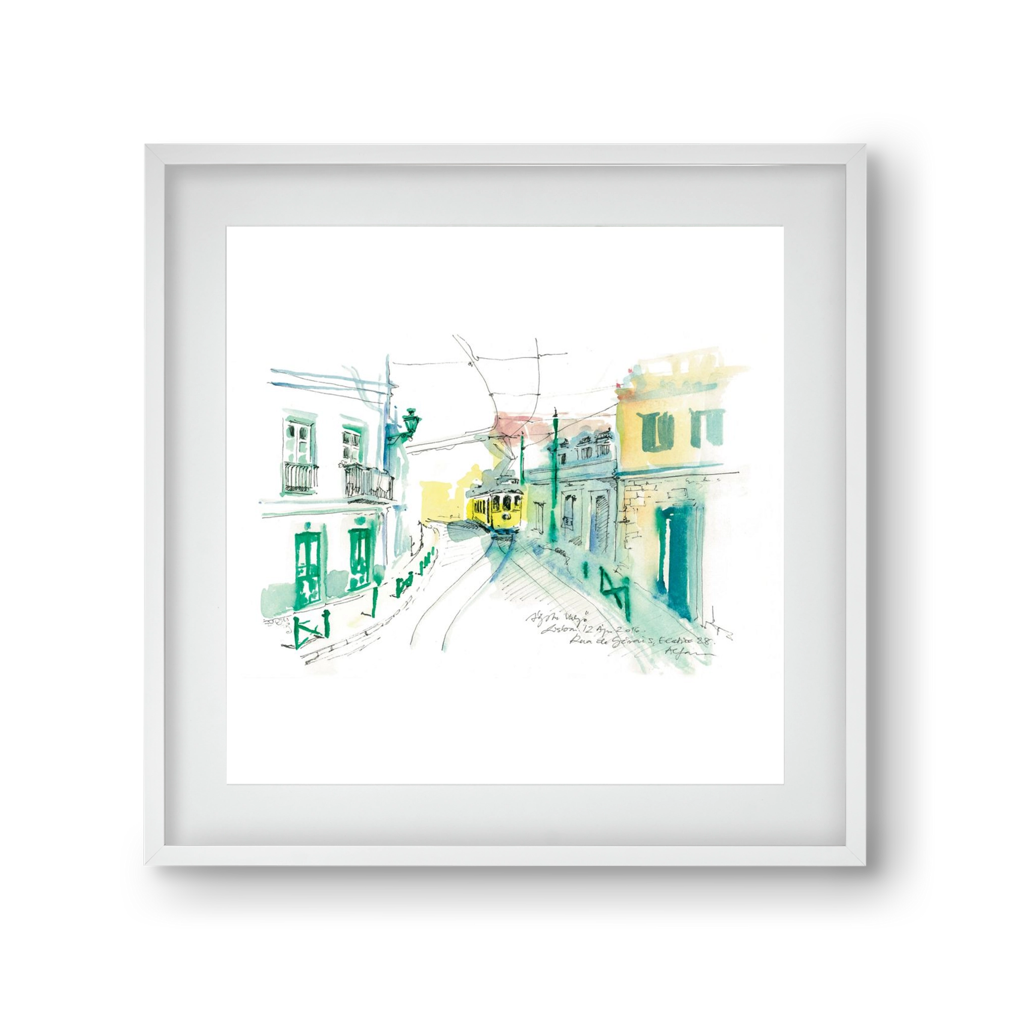 Lisbon Aquarelle No.6, 30x30 cm (20x20 cm), Fehér keret, paszpartuval