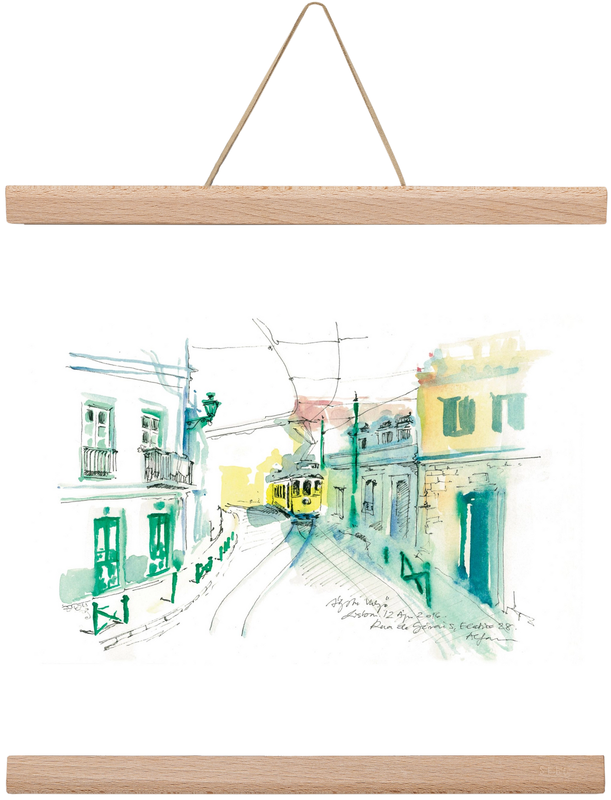 Lisbon Aquarelle No.6, 30x30 cm (30x30 cm), Tölgy akasztó