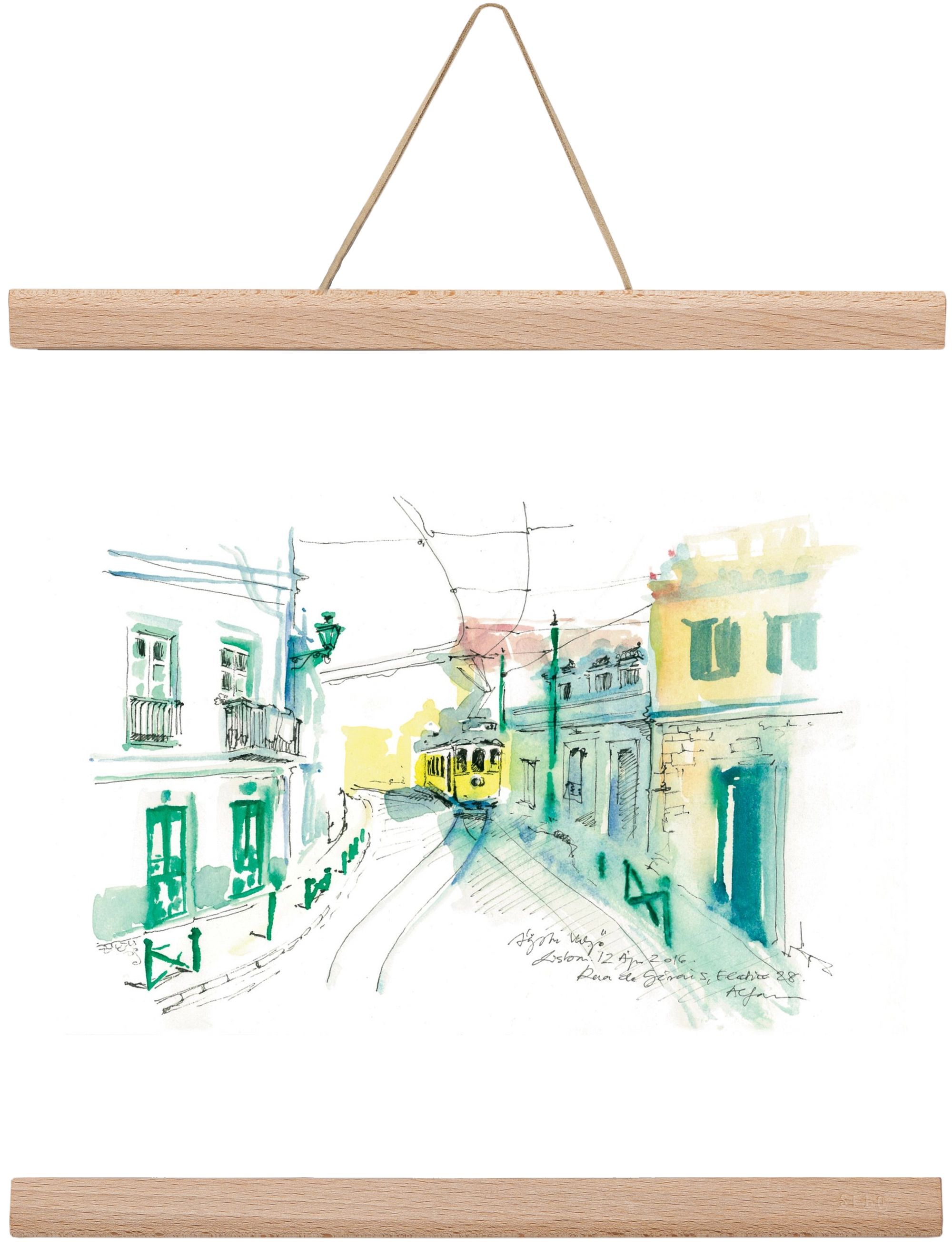 Lisbon Aquarelle No.6, 30x30 cm (30x30 cm), Tölgy akasztó