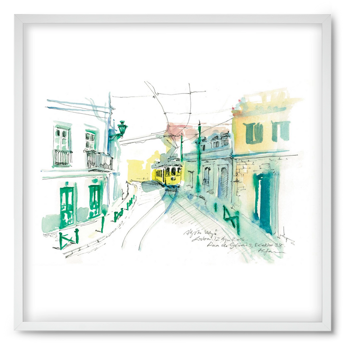Lisbon Aquarelle No.6, 50x50 cm (50x50 cm), Fehér keret