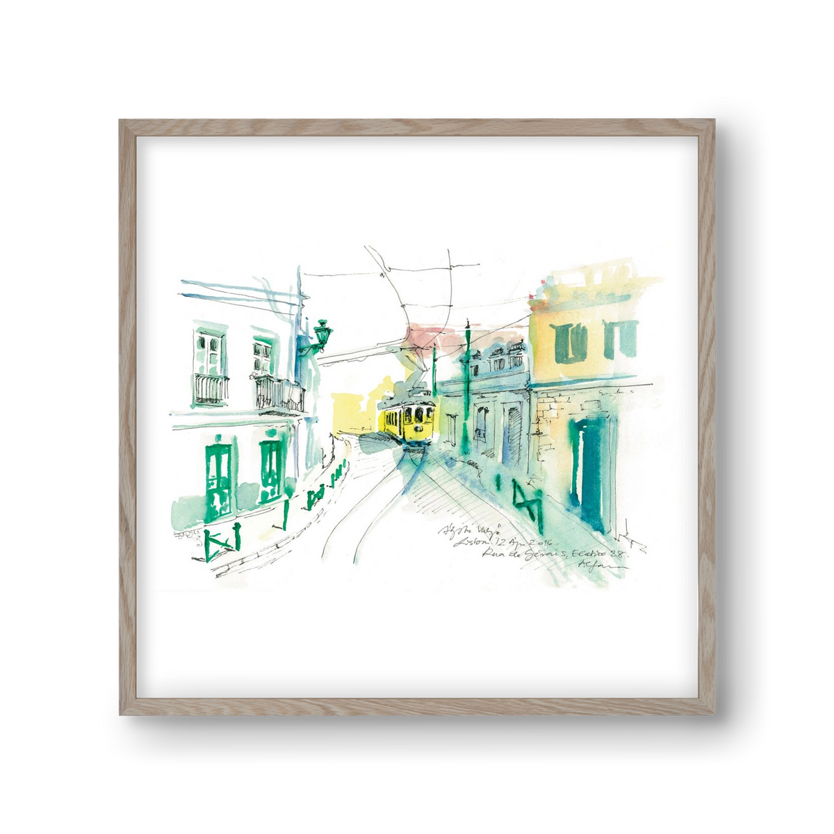 Lisbon Aquarelle No.6, 30x30 cm (30x30 cm), Tölgy keret