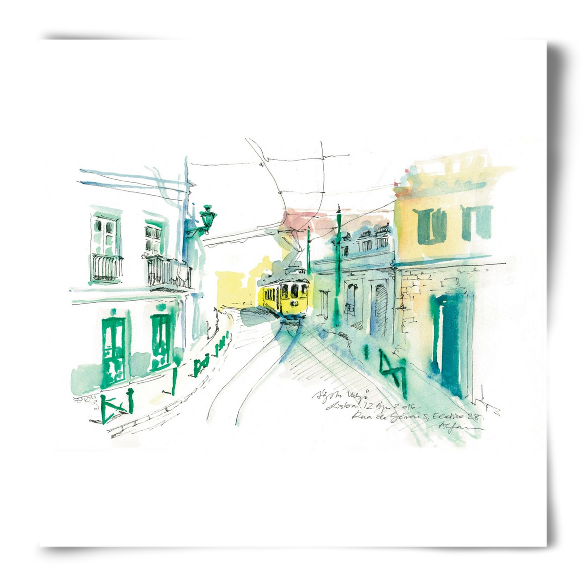 Lisbon Aquarelle No.6, 50x50 cm, Keret nélkül