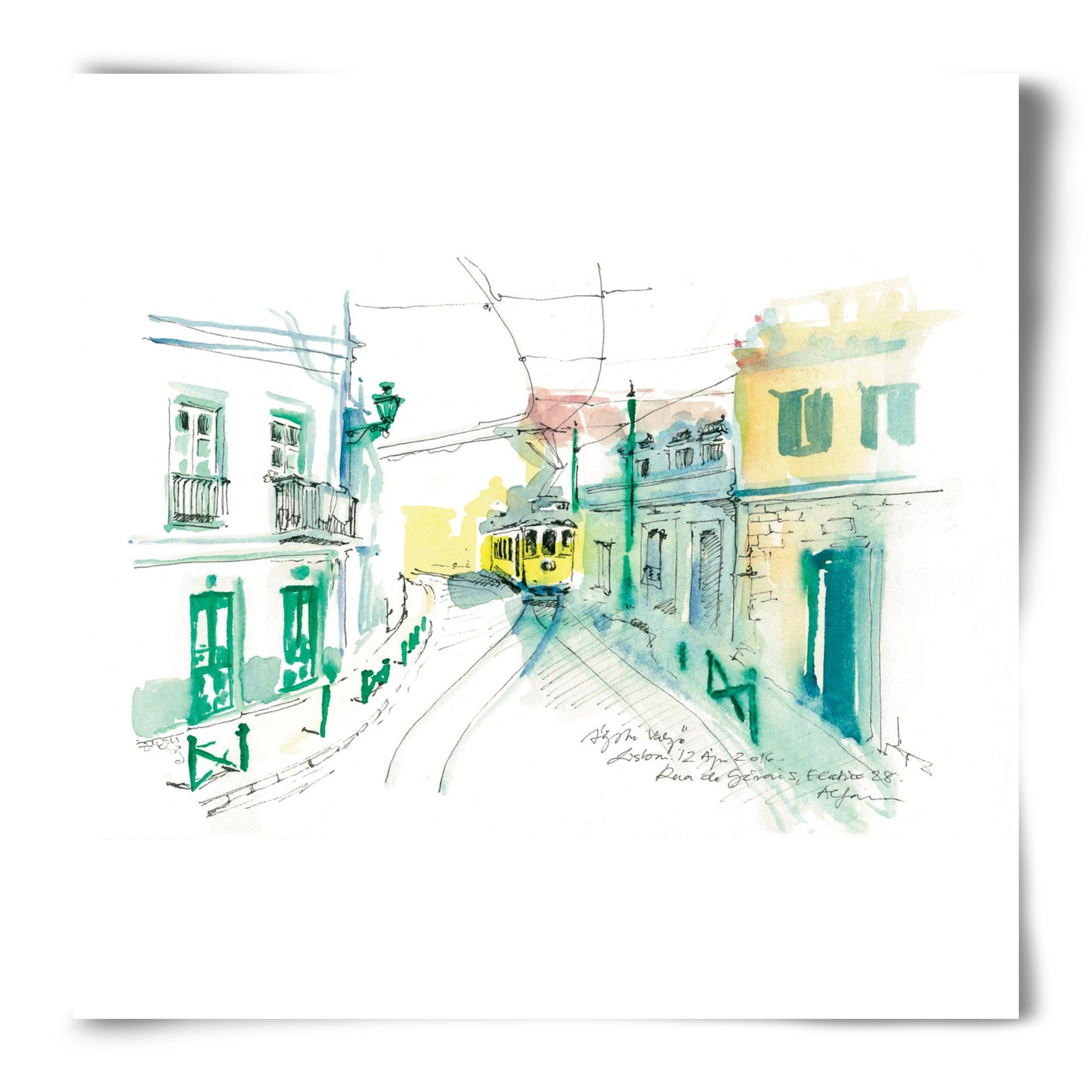 Lisbon Aquarelle No.6, 50x50 cm, Keret nélkül