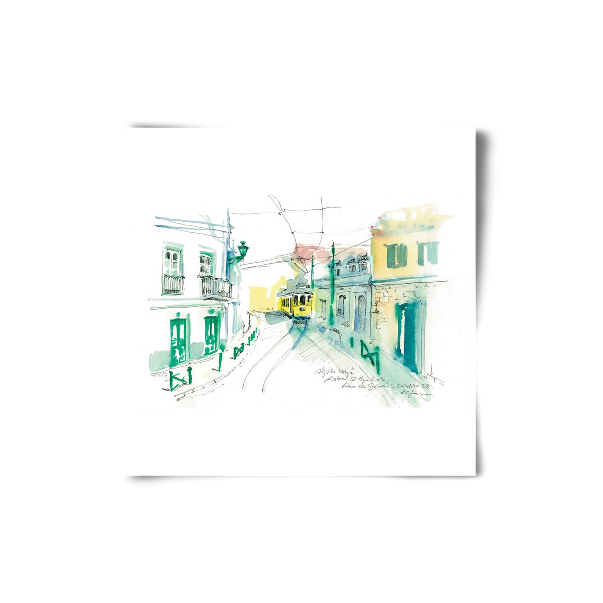 Lisbon Aquarelle No.6, 20x20 cm, Keret nélkül