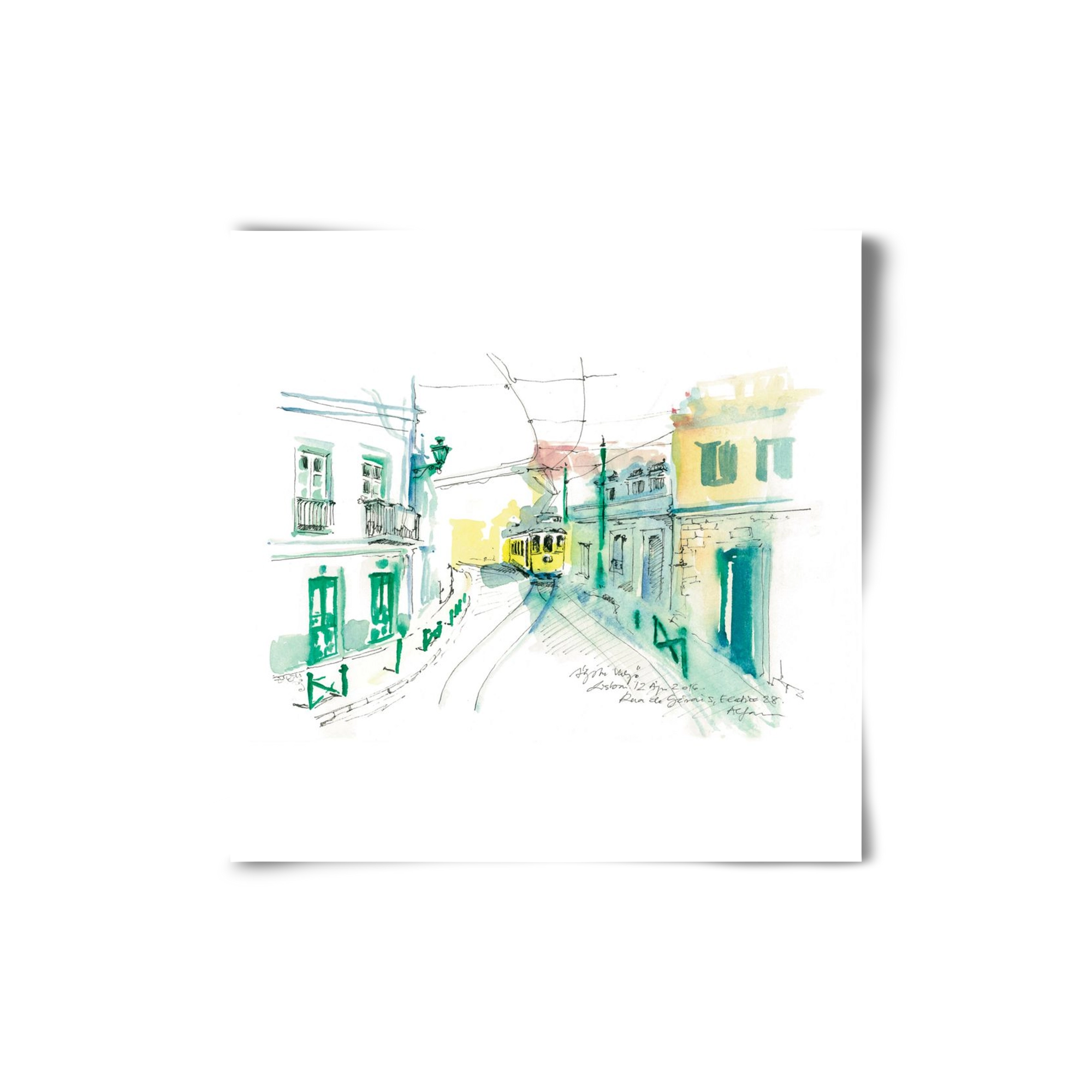 Lisbon Aquarelle No.6, 20x20 cm, Keret nélkül