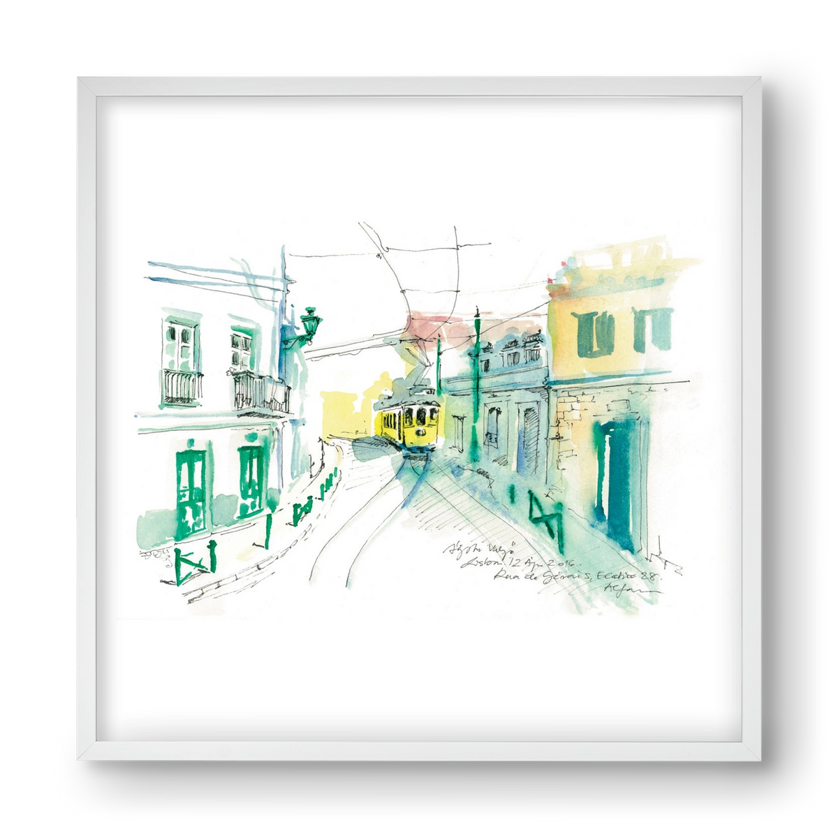 Lisbon Aquarelle No.6, 40x40 cm (40x40 cm), Fehér keret