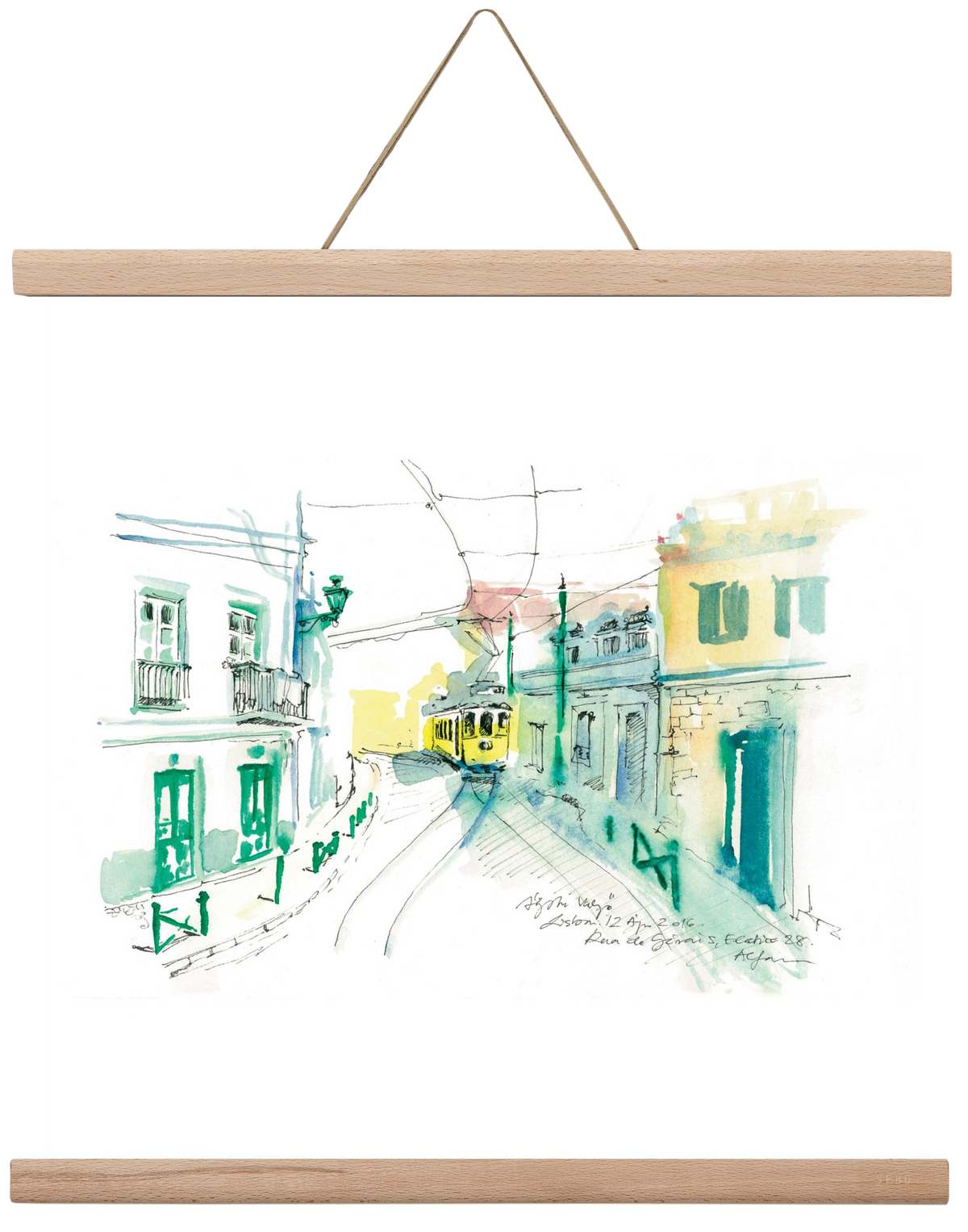 Lisbon Aquarelle No.6, 40x40 cm (40x40 cm), Tölgy akasztó