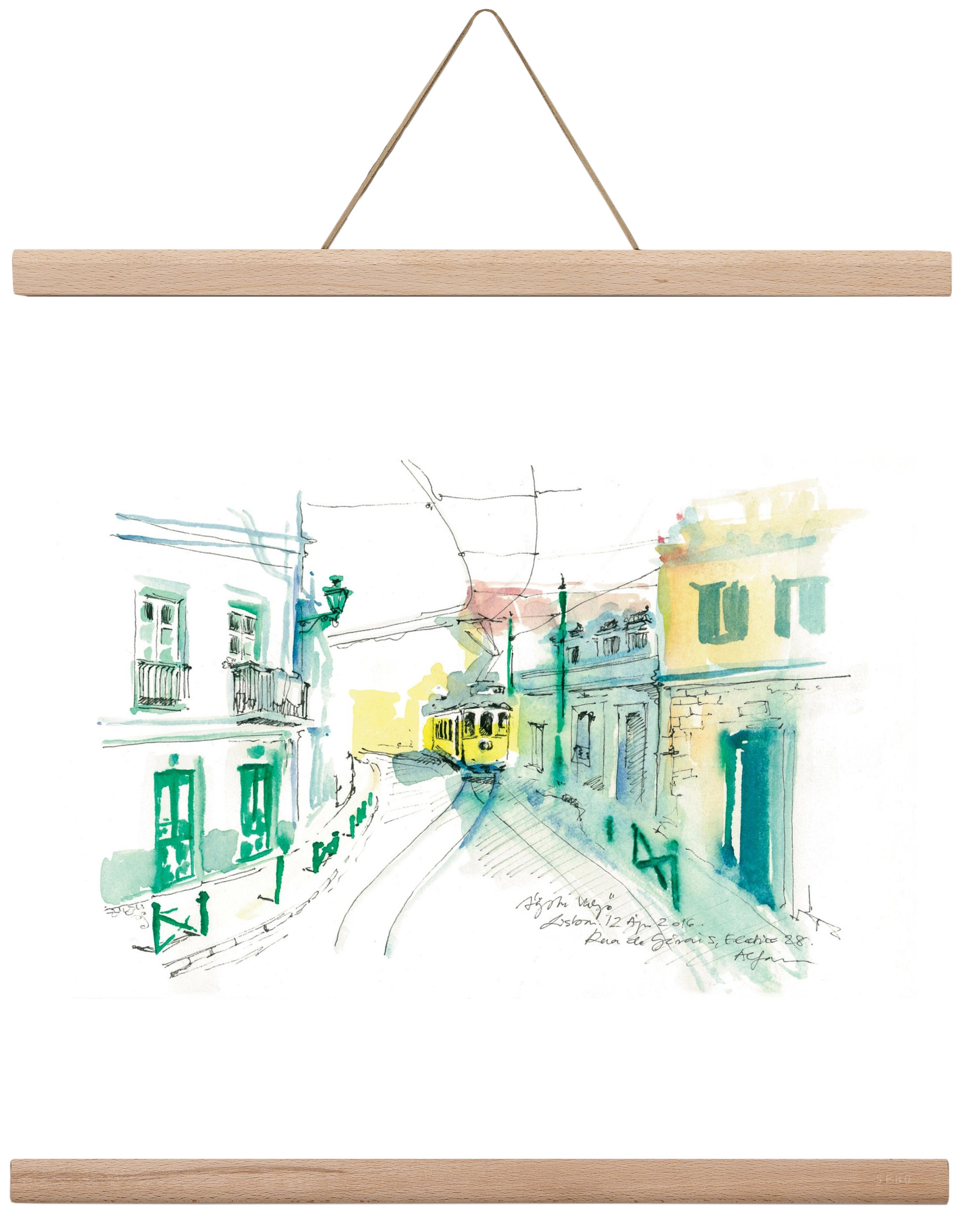 Lisbon Aquarelle No.6, 40x40 cm (40x40 cm), Tölgy akasztó