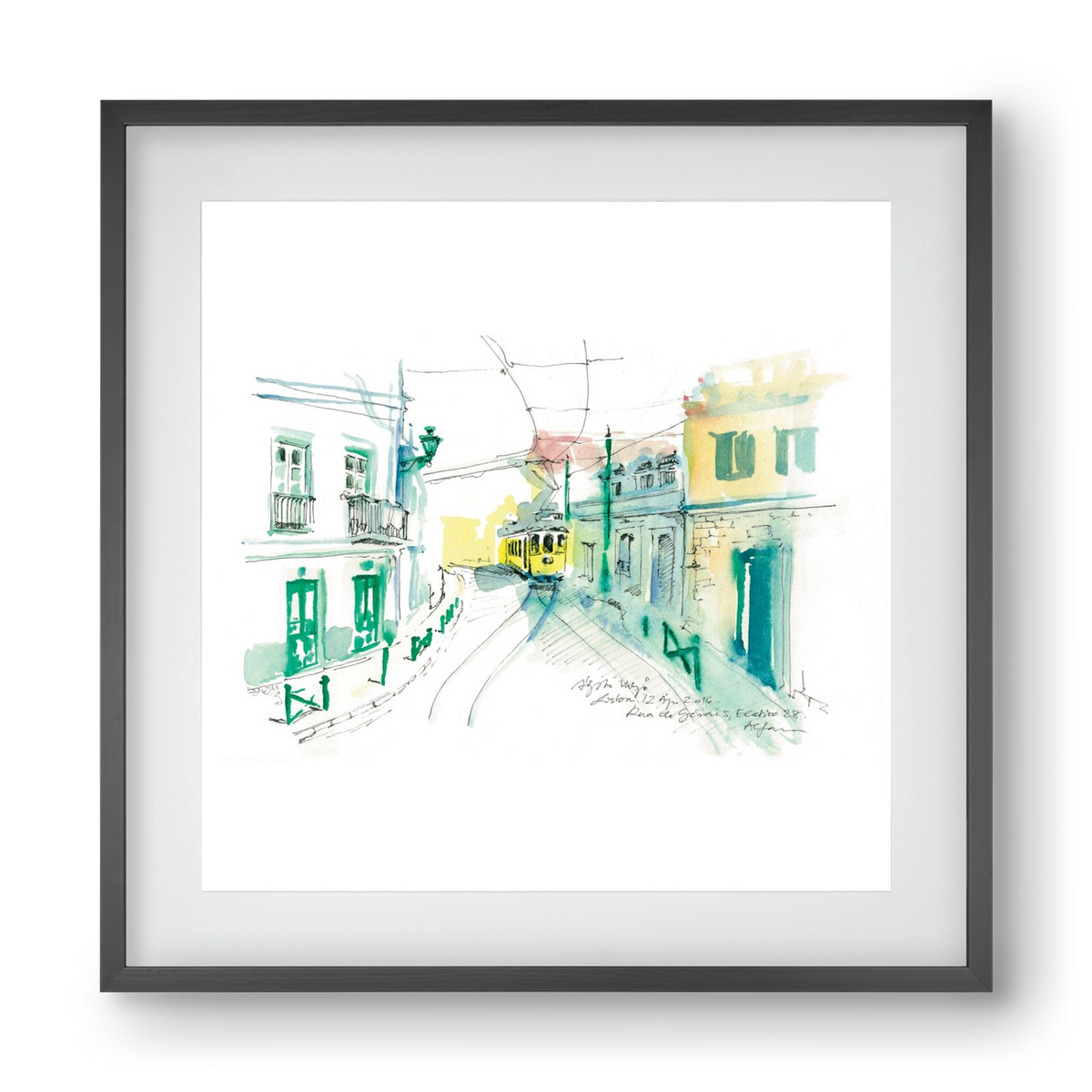 Lisbon Aquarelle No.6, 40x40 cm (30x30 cm), Fekete keret, paszpartuval