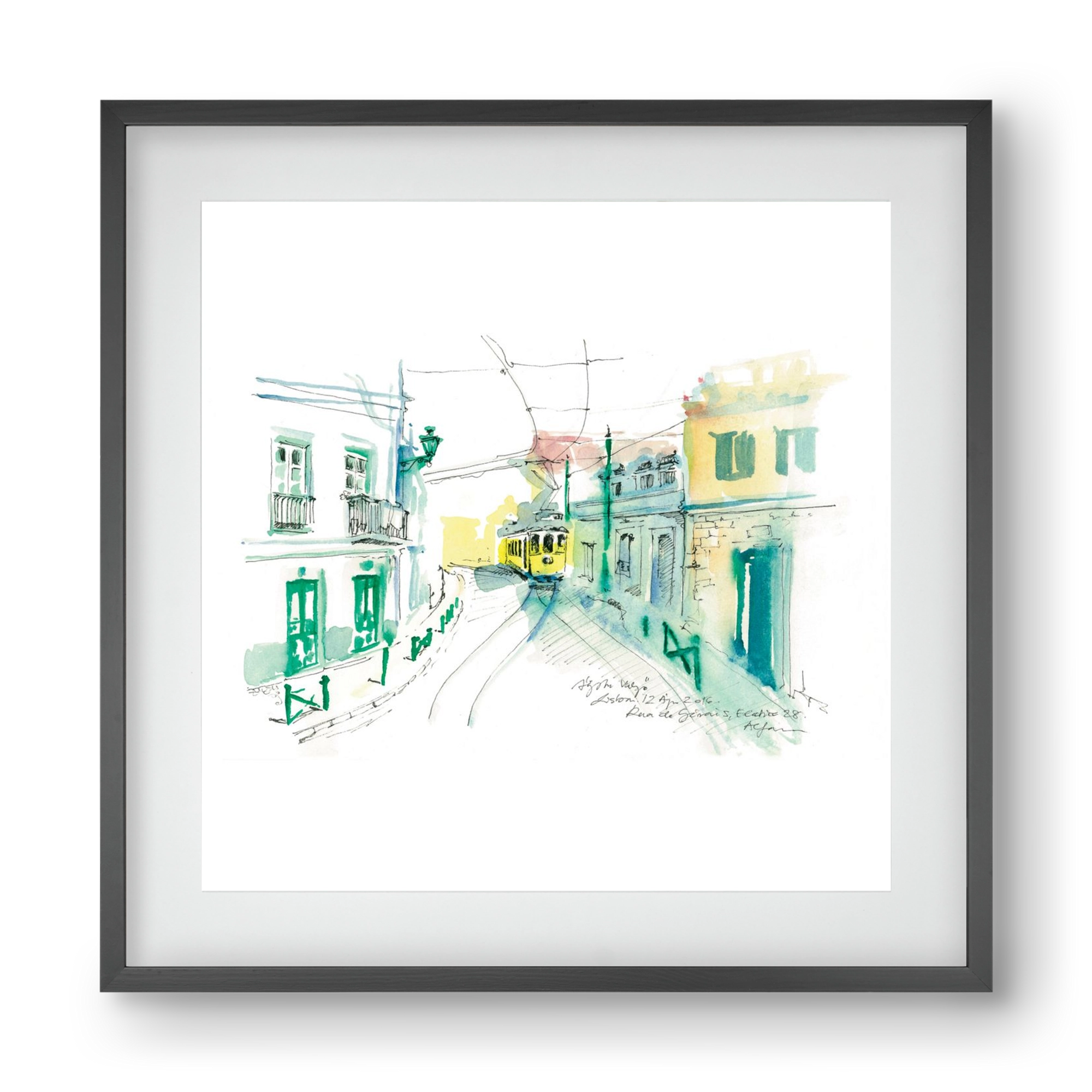 Lisbon Aquarelle No.6, 40x40 cm (30x30 cm), Fekete keret, paszpartuval