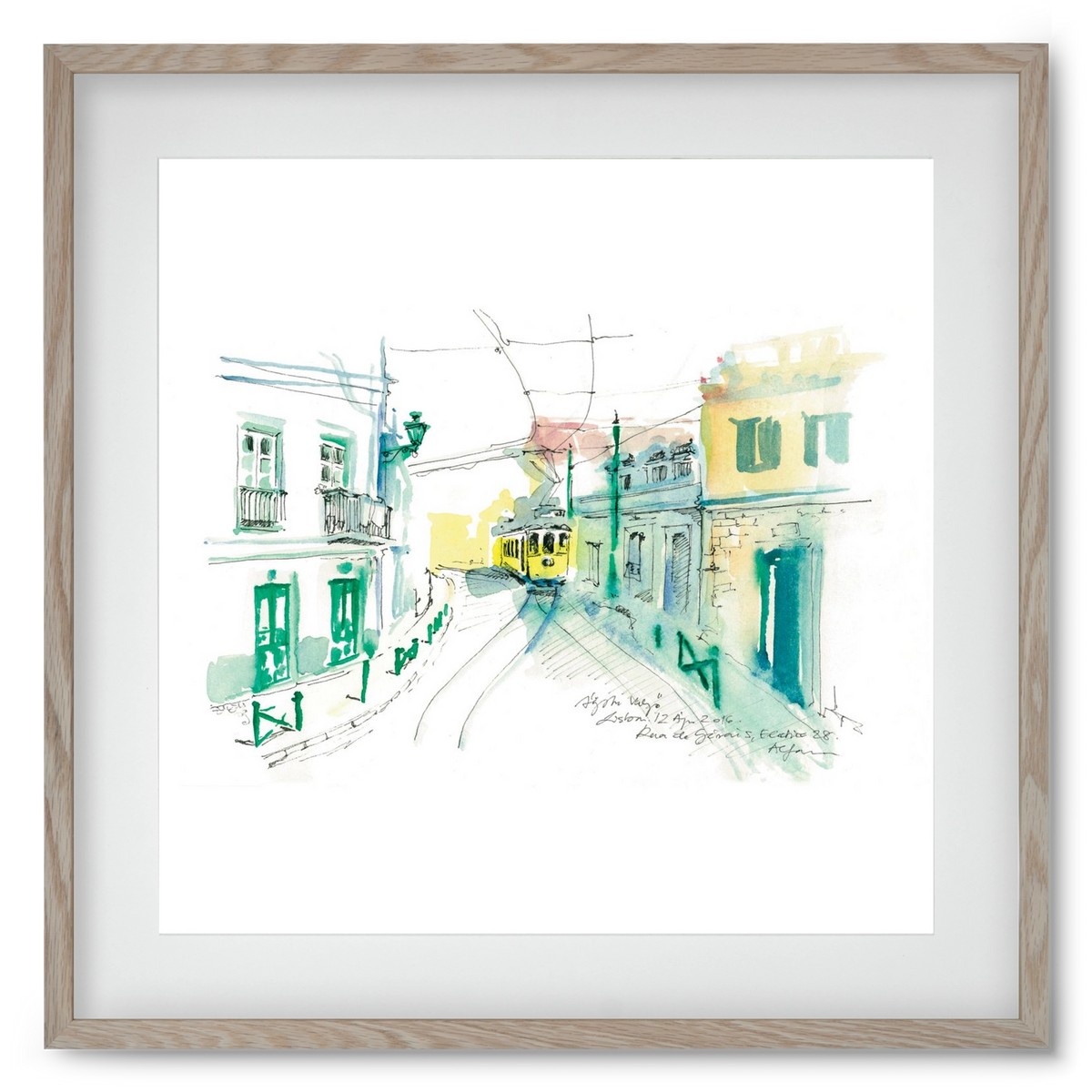 Lisbon Aquarelle No.6, 50x50 cm (40x40 cm), Tölgy keret, paszpartuval