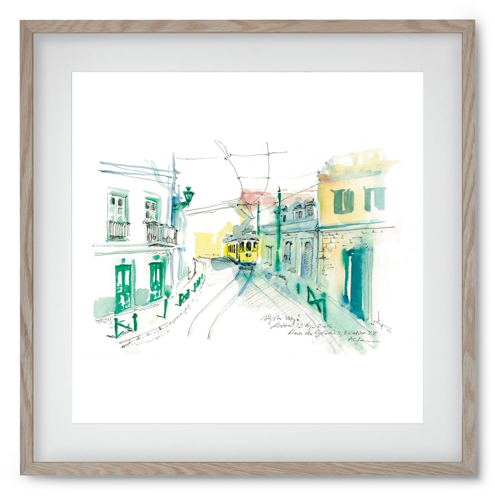 Lisbon Aquarelle No.6, 50x50 cm (40x40 cm), Tölgy keret, paszpartuval