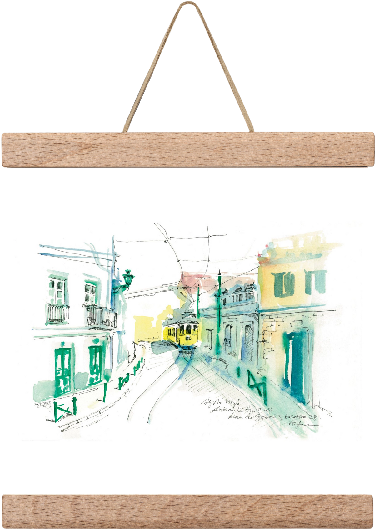 Lisbon Aquarelle No.6, 20x20 cm (20x20 cm), Tölgy akasztó