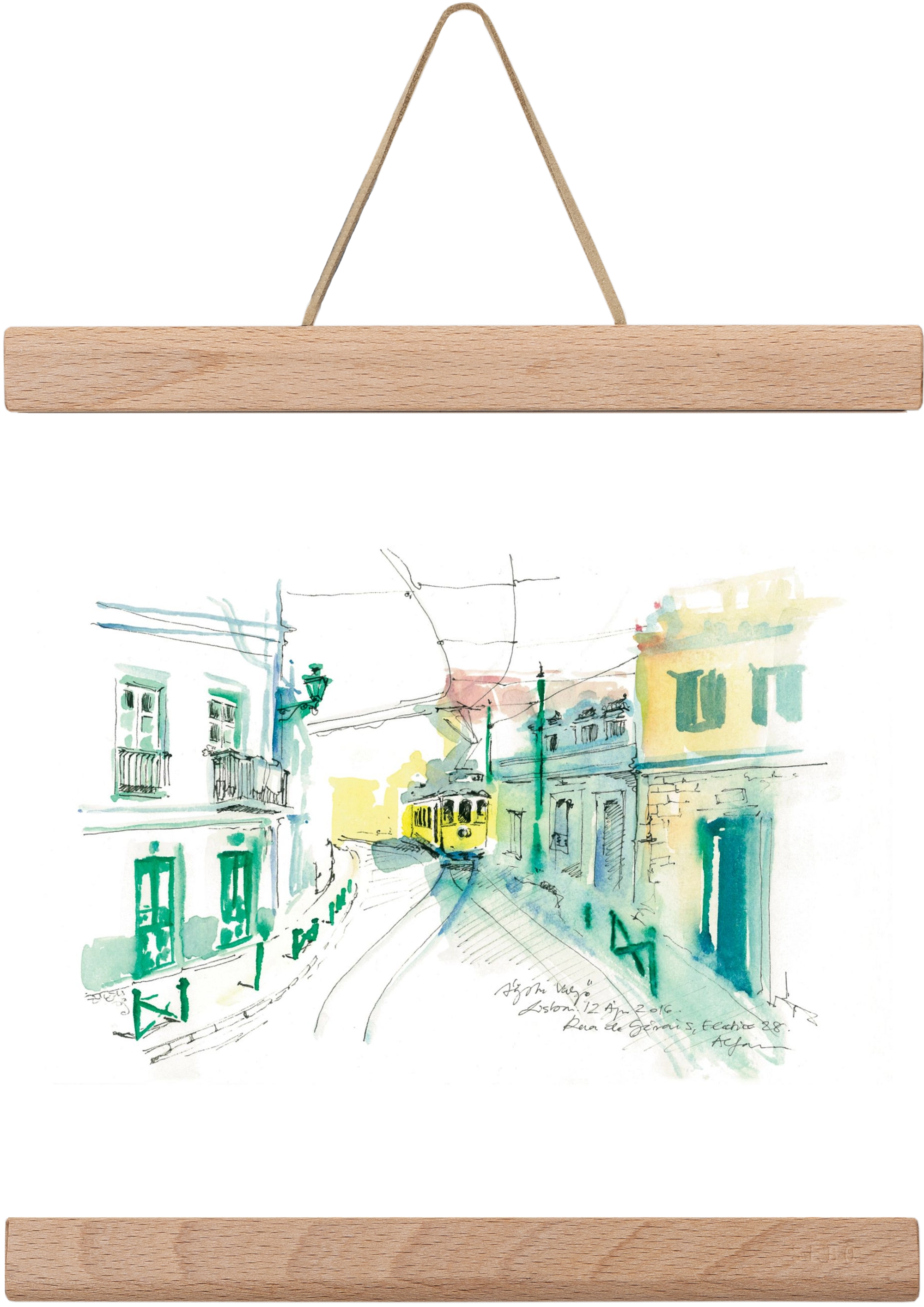 Lisbon Aquarelle No.6, 20x20 cm (20x20 cm), Tölgy akasztó