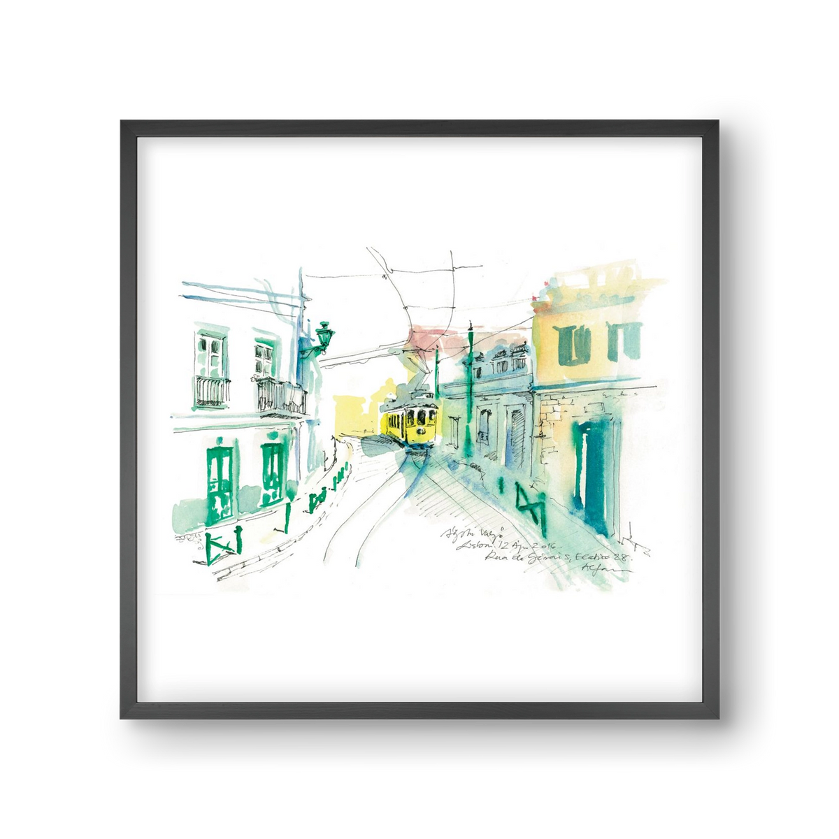 Lisbon Aquarelle No.6, 30x30 cm (30x30 cm), Fekete keret