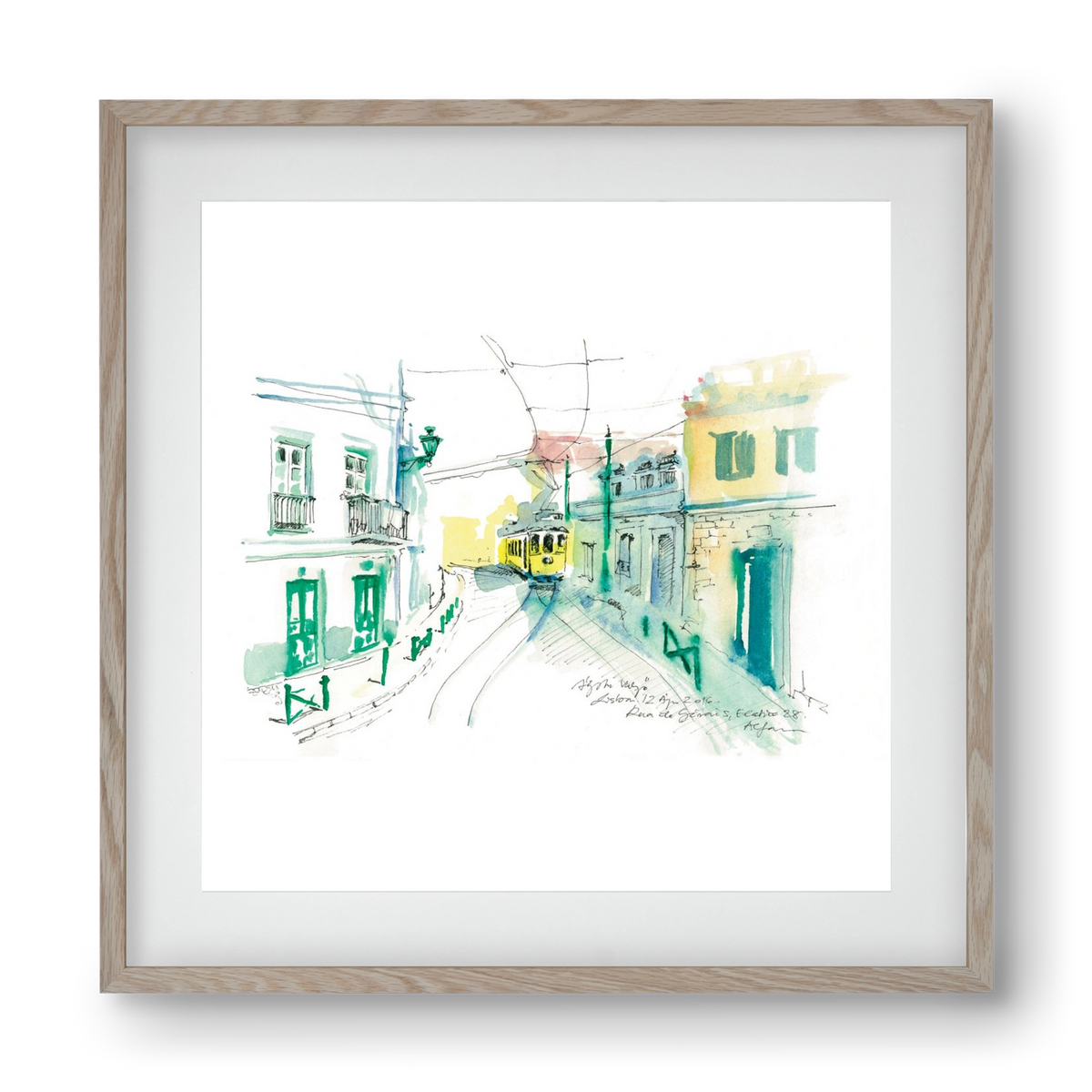 Lisbon Aquarelle No.6, 40x40 cm (30x30 cm), Tölgy keret, paszpartuval