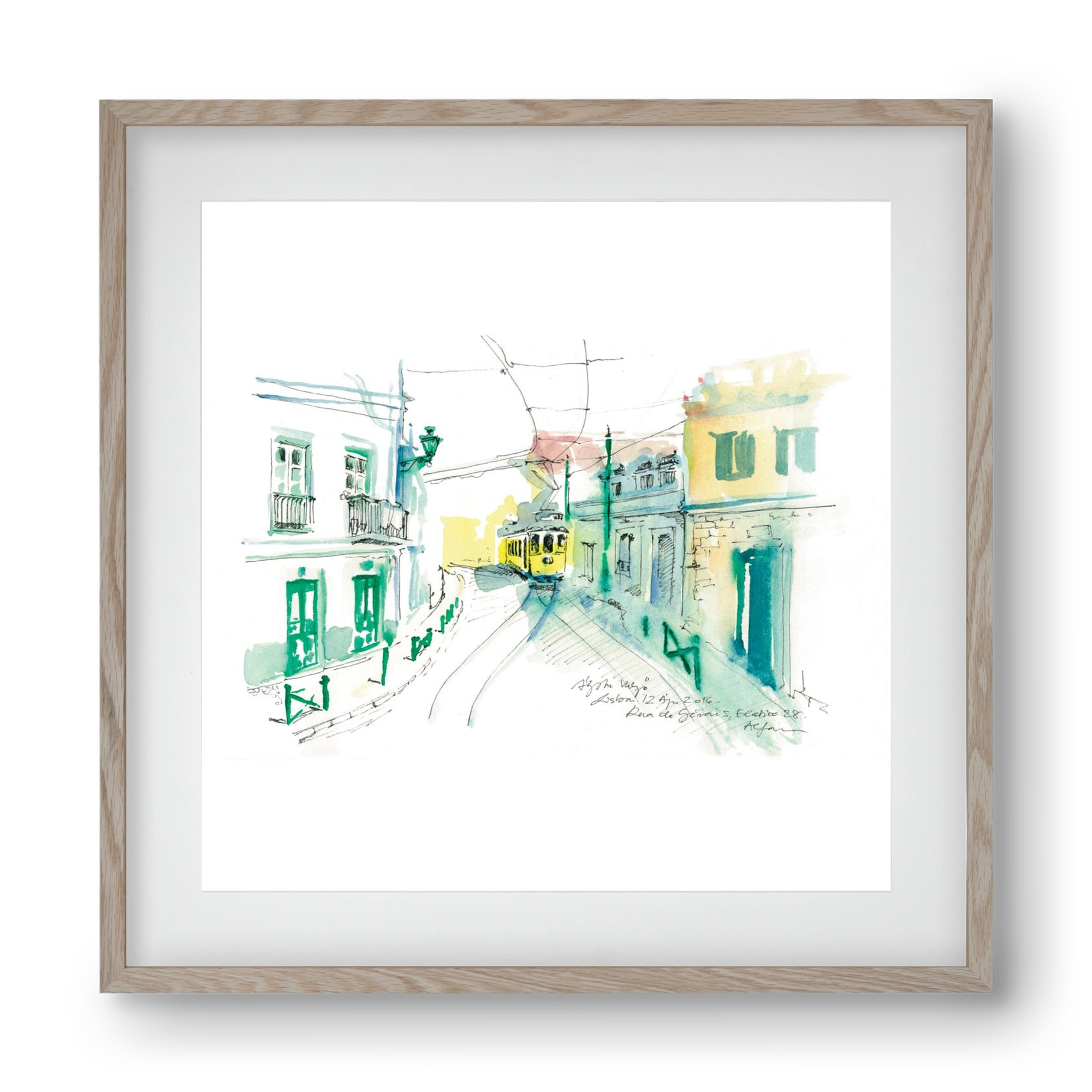 Lisbon Aquarelle No.6, 40x40 cm (30x30 cm), Tölgy keret, paszpartuval