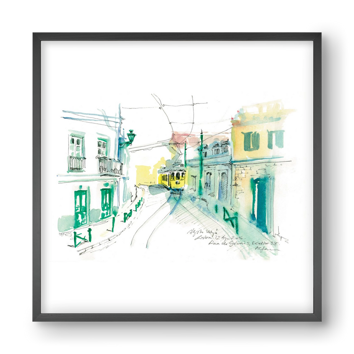 Lisbon Aquarelle No.6, 40x40 cm (40x40 cm), Fekete keret