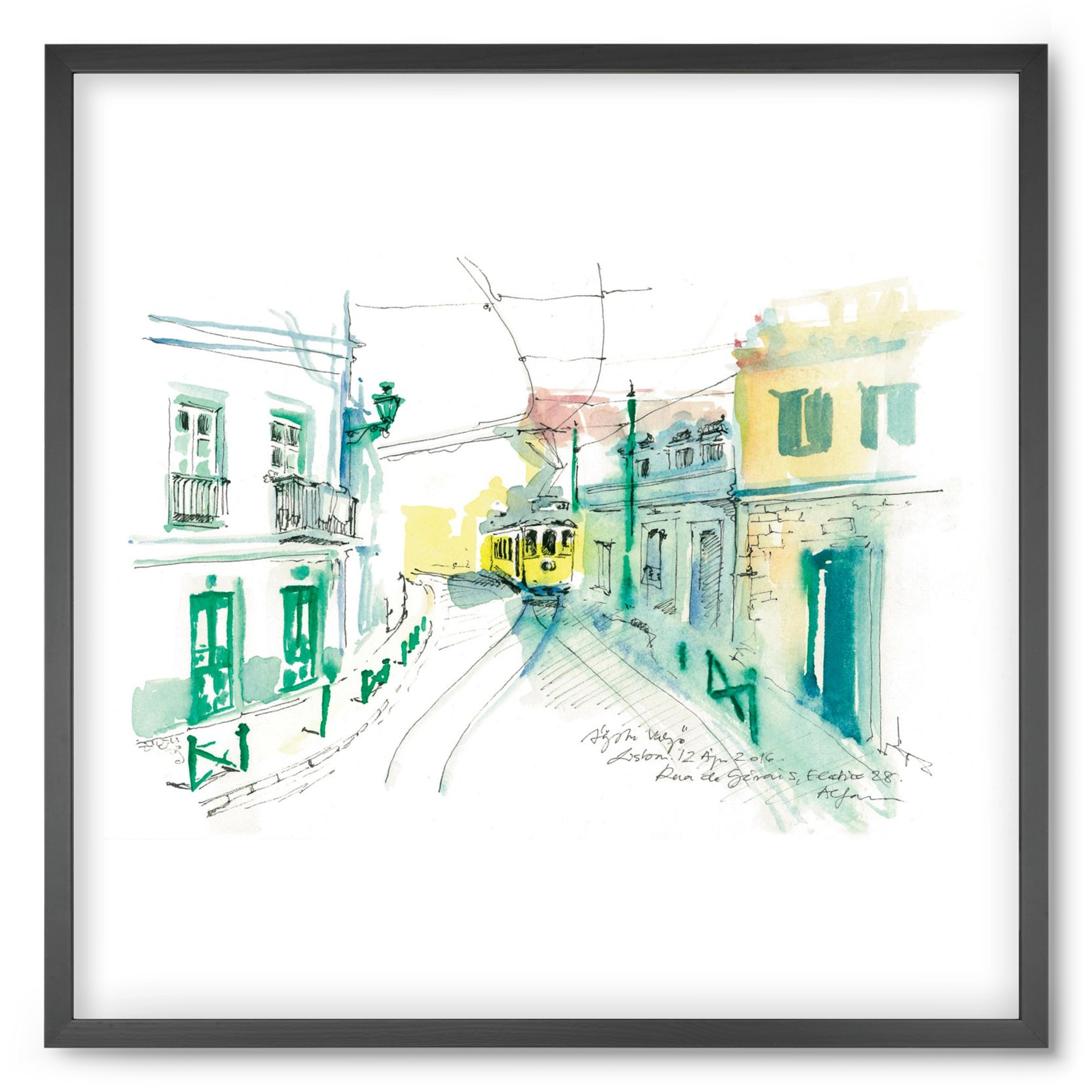 Lisbon Aquarelle No.6, 50x50 cm (50x50 cm), Fekete keret