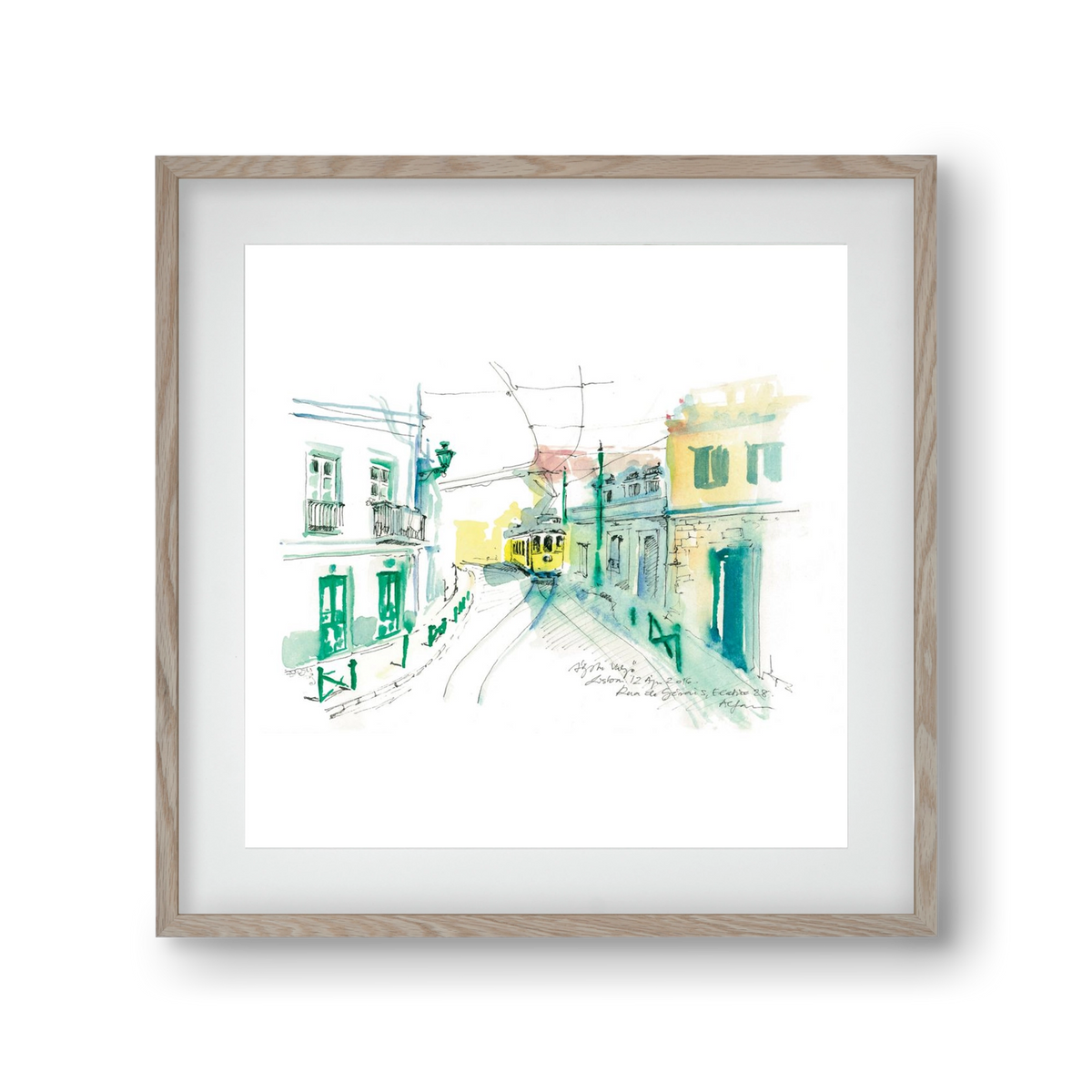 Lisbon Aquarelle No.6, 30x30 cm (20x20 cm), Tölgy keret, paszpartuval