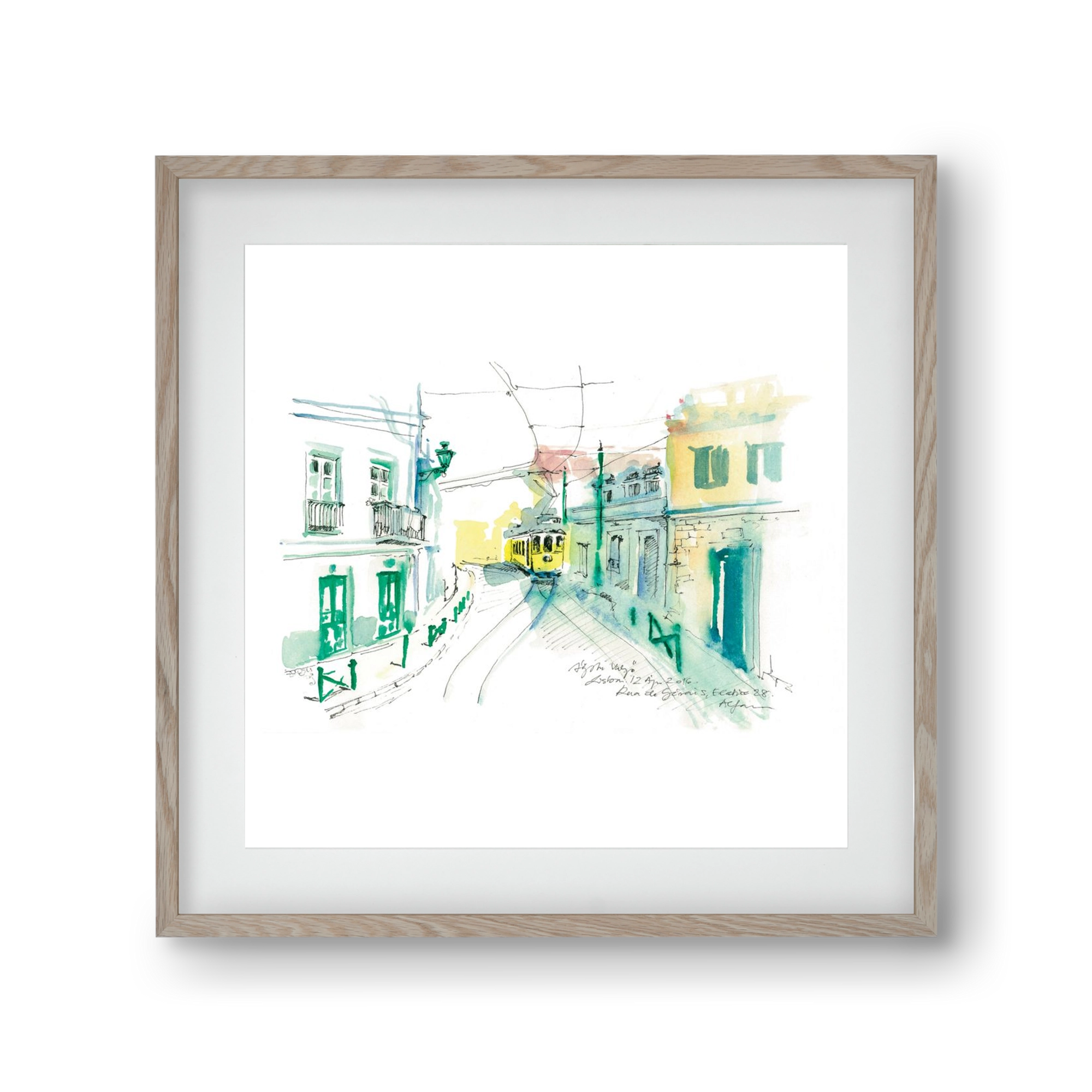 Lisbon Aquarelle No.6, 30x30 cm (20x20 cm), Tölgy keret, paszpartuval
