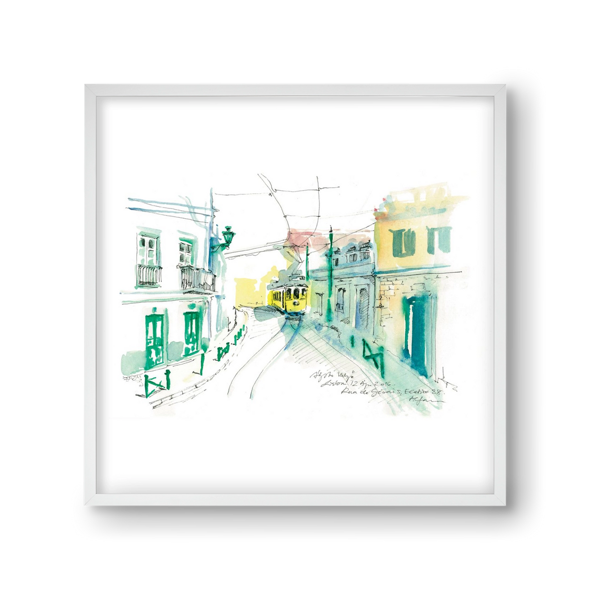 Lisbon Aquarelle No.6, 30x30 cm (30x30 cm), Fehér keret
