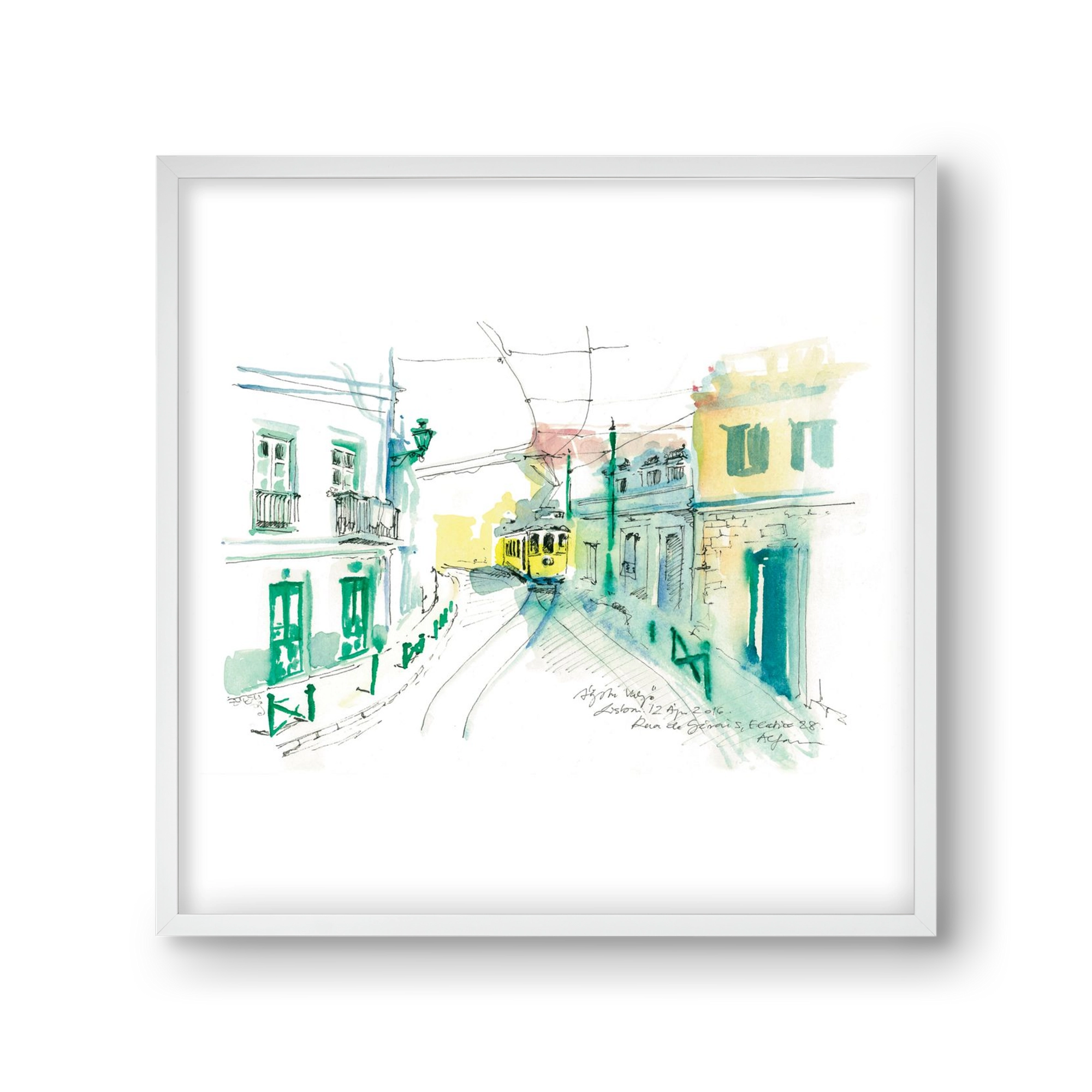 Lisbon Aquarelle No.6, 30x30 cm (30x30 cm), Fehér keret