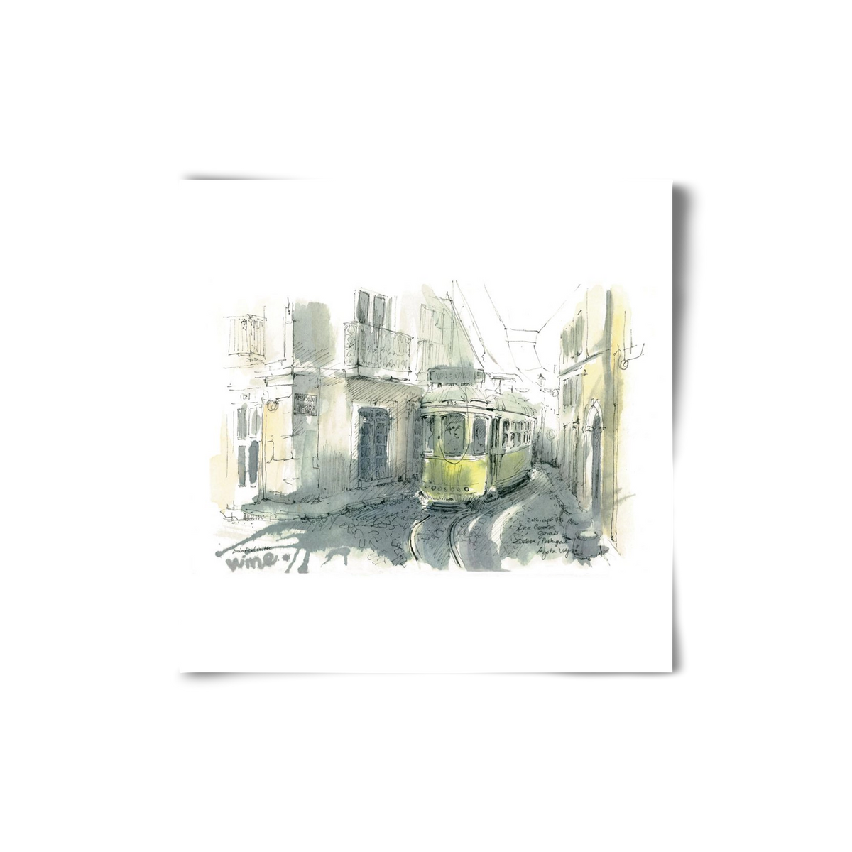 Lisbon Aquarelle No.7, 20x20 cm, Keret nélkül