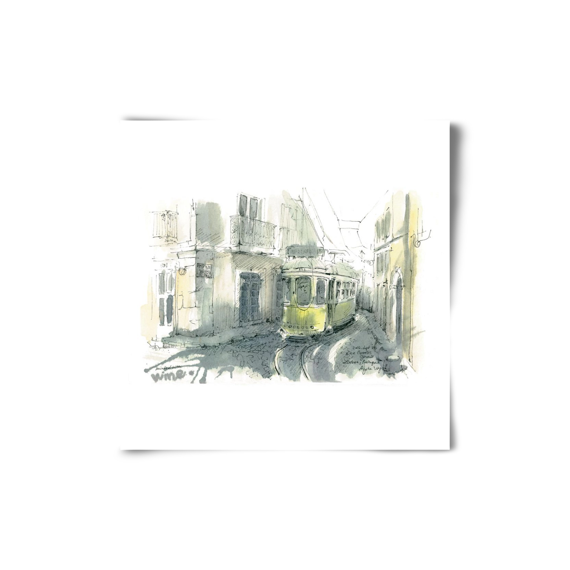 Lisbon Aquarelle No.7, 20x20 cm, Keret nélkül