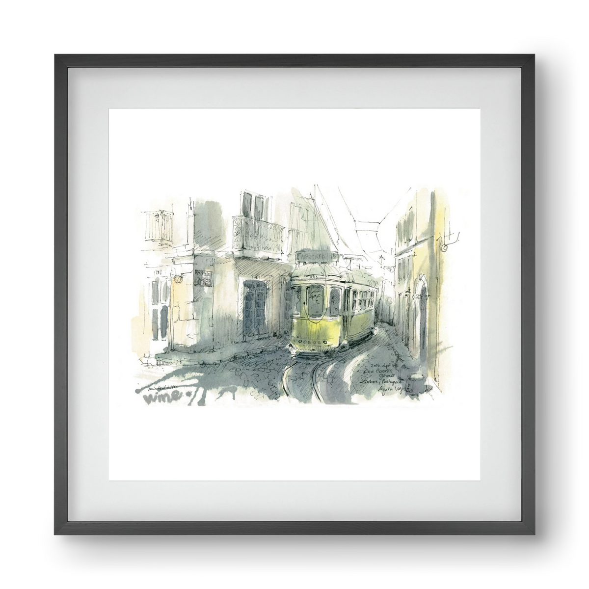 Lisbon Aquarelle No.7, 40x40 cm (30x30 cm), Fekete keret, paszpartuval