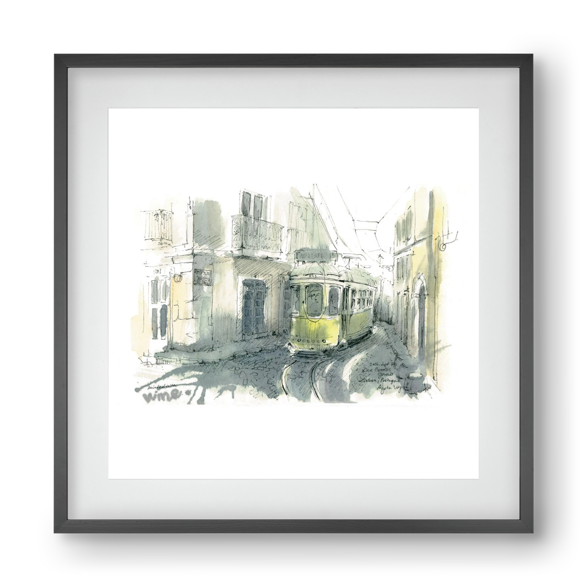 Lisbon Aquarelle No.7, 40x40 cm (30x30 cm), Fekete keret, paszpartuval