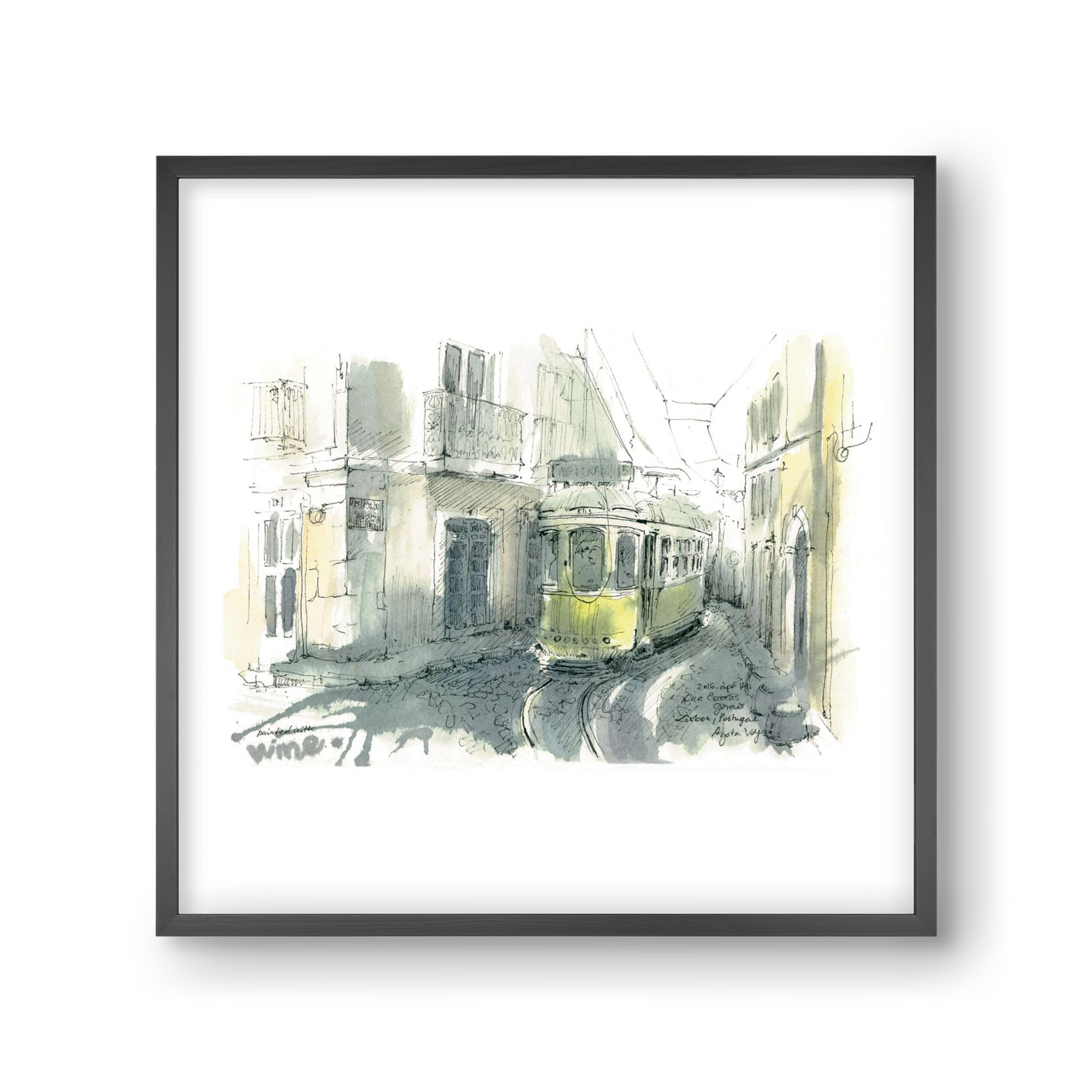 Lisbon Aquarelle No.7, 30x30 cm (30x30 cm), Fekete keret