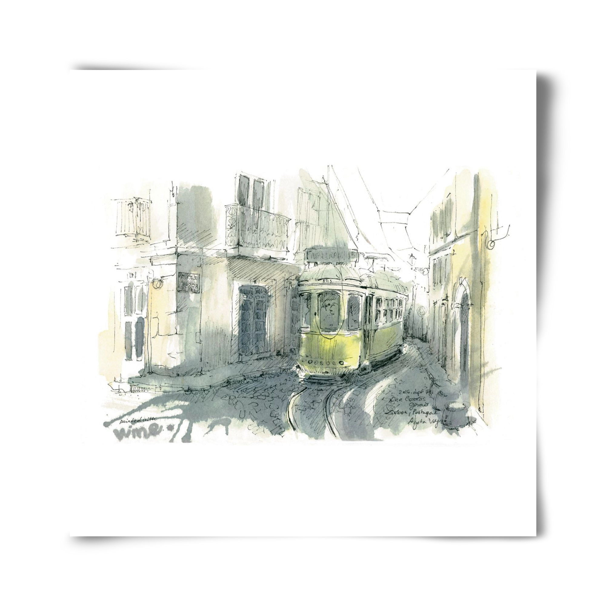 Lisbon Aquarelle No.7, 40x40 cm, Keret nélkül